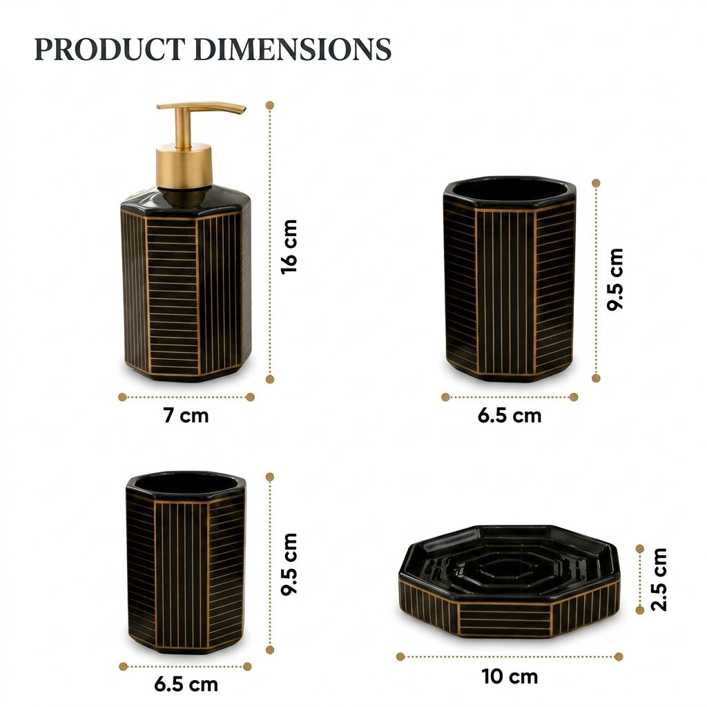 Kookee Ceramic Bathroom Sets, Black, ART12371