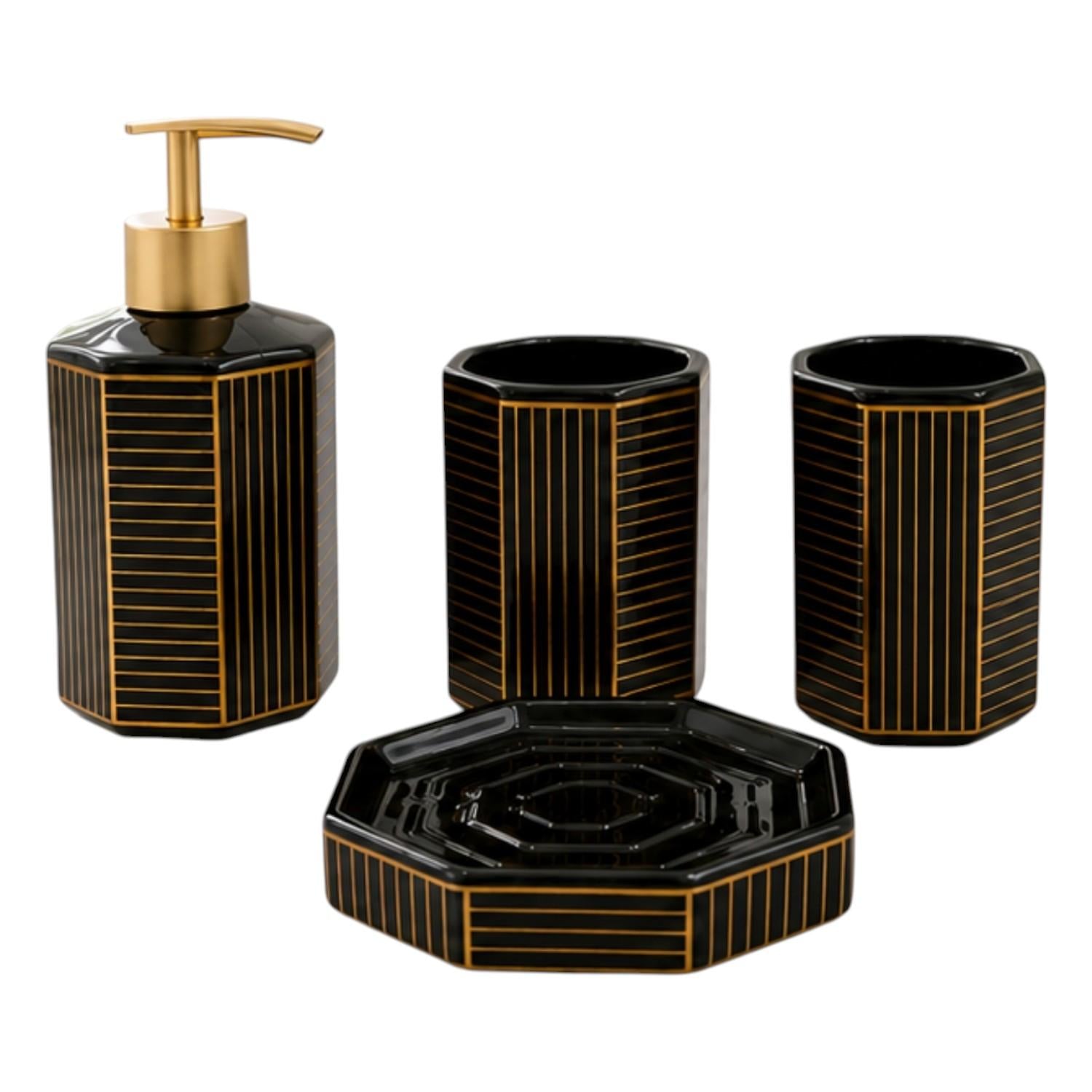 Kookee Ceramic Bathroom Sets, Black, ART12371