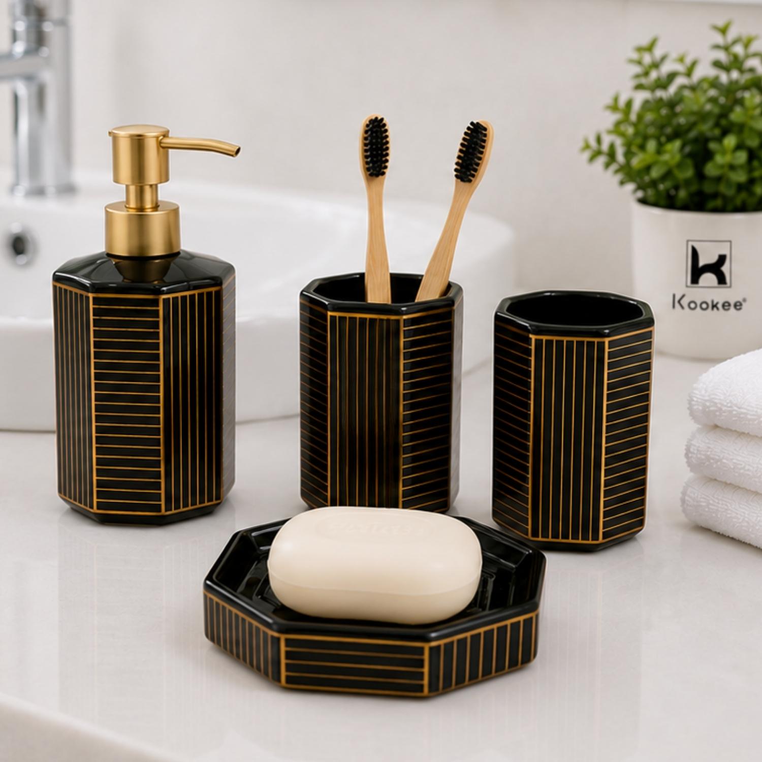 Ceramic Bathroom Sets, Black, ART12371