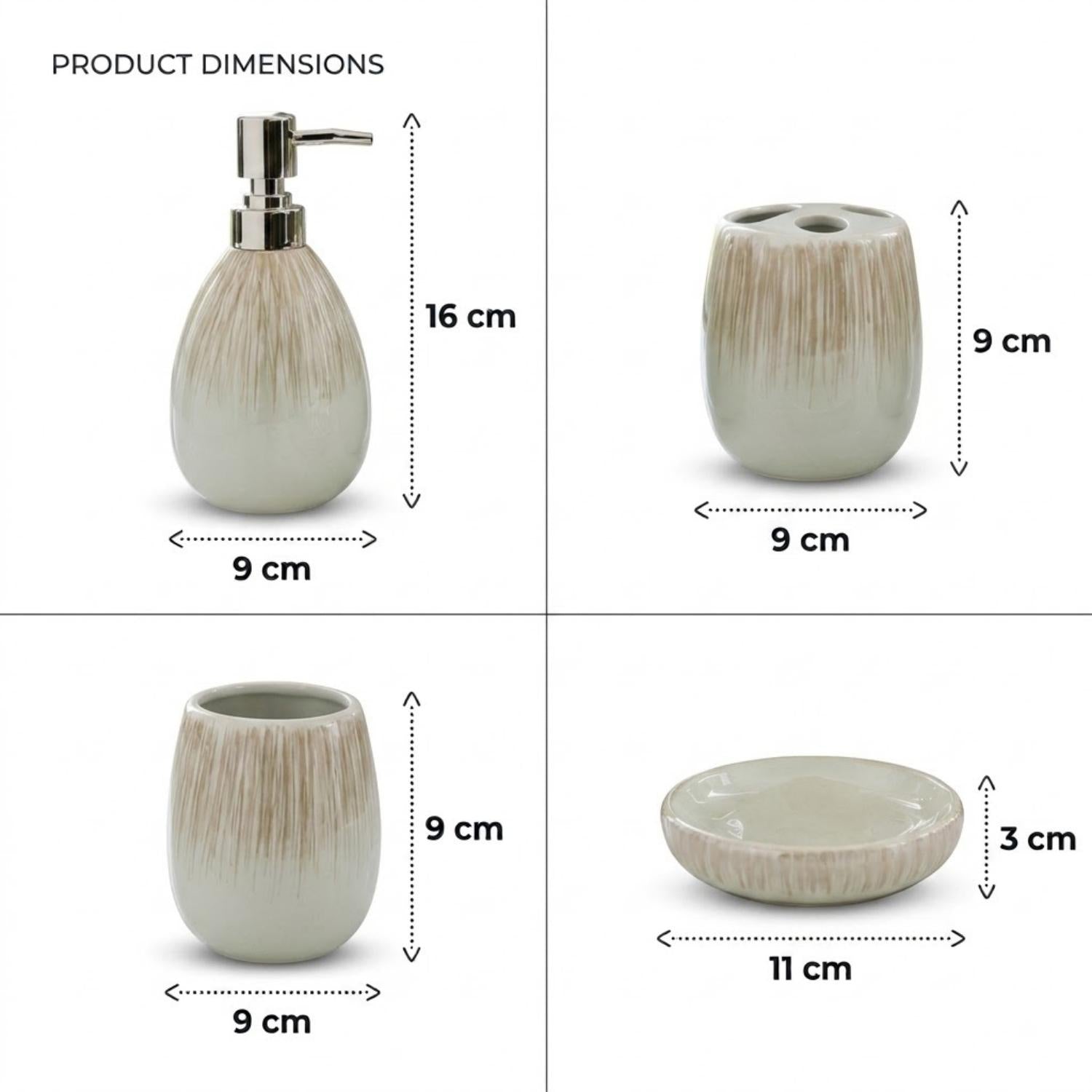 Kookee Ceramic Bathroom Sets, Pista, ART12374