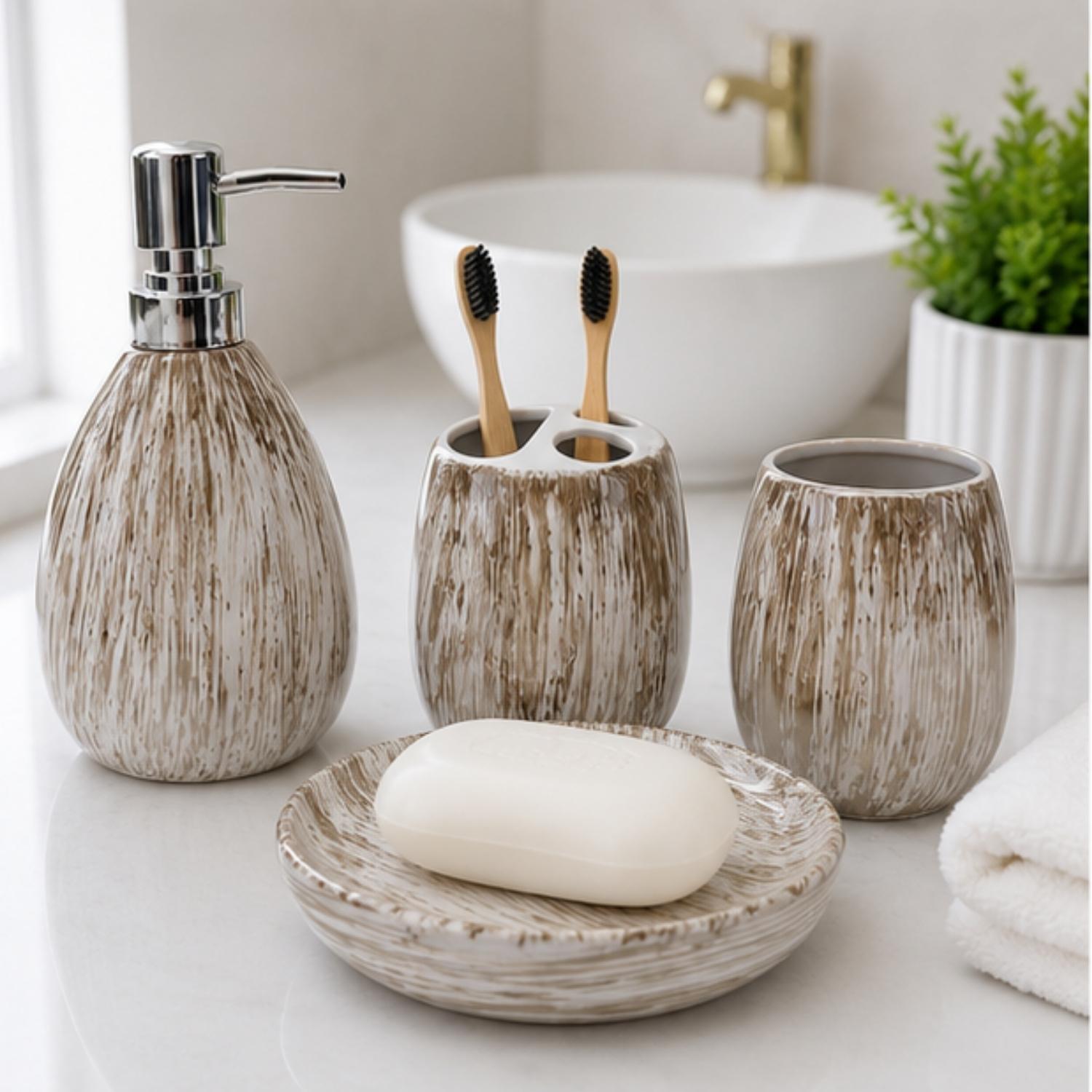 Ceramic Bathroom Sets, Beige, ART12376