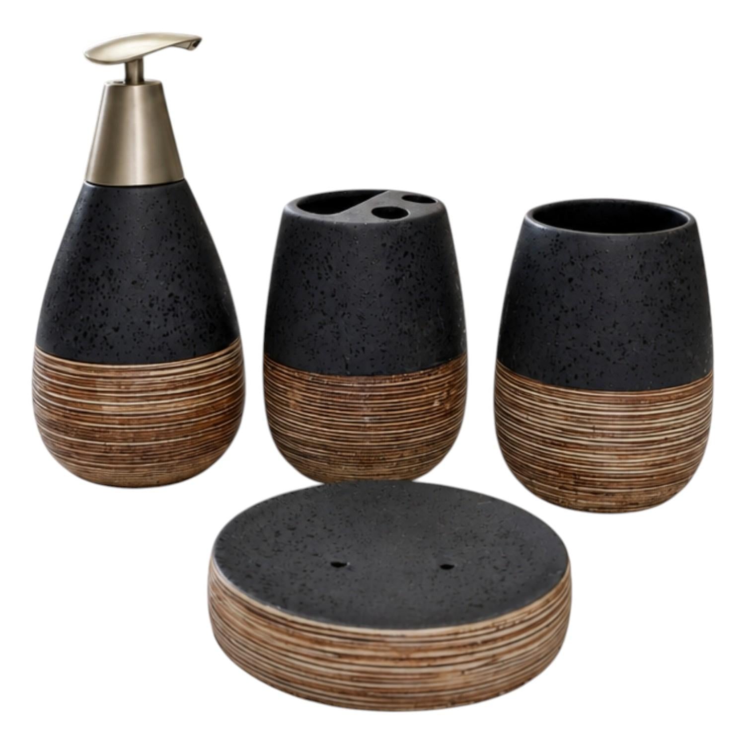 Kookee Ceramic Bathroom Sets, Black, ART12377
