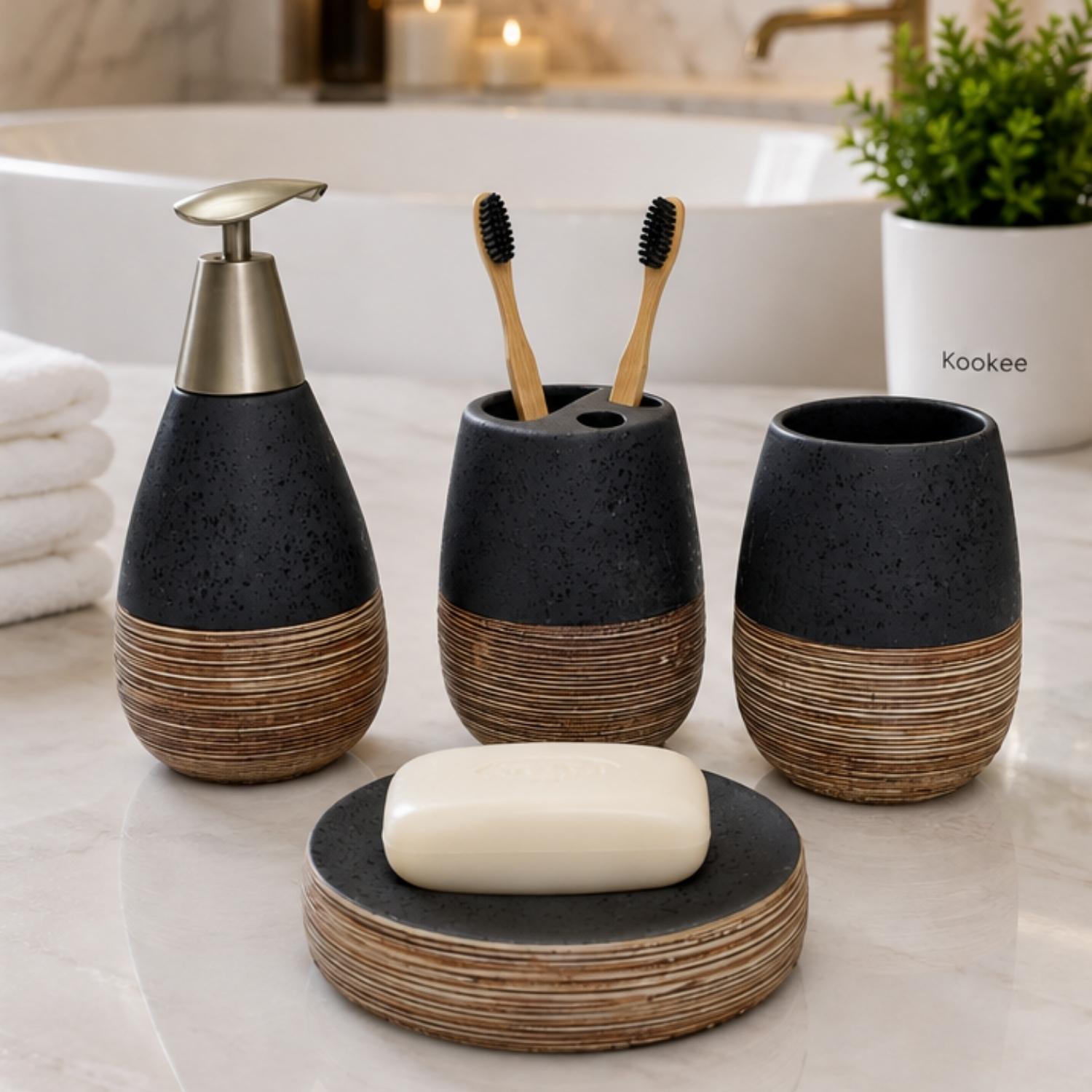 Ceramic Bathroom Sets, Black, ART12377
