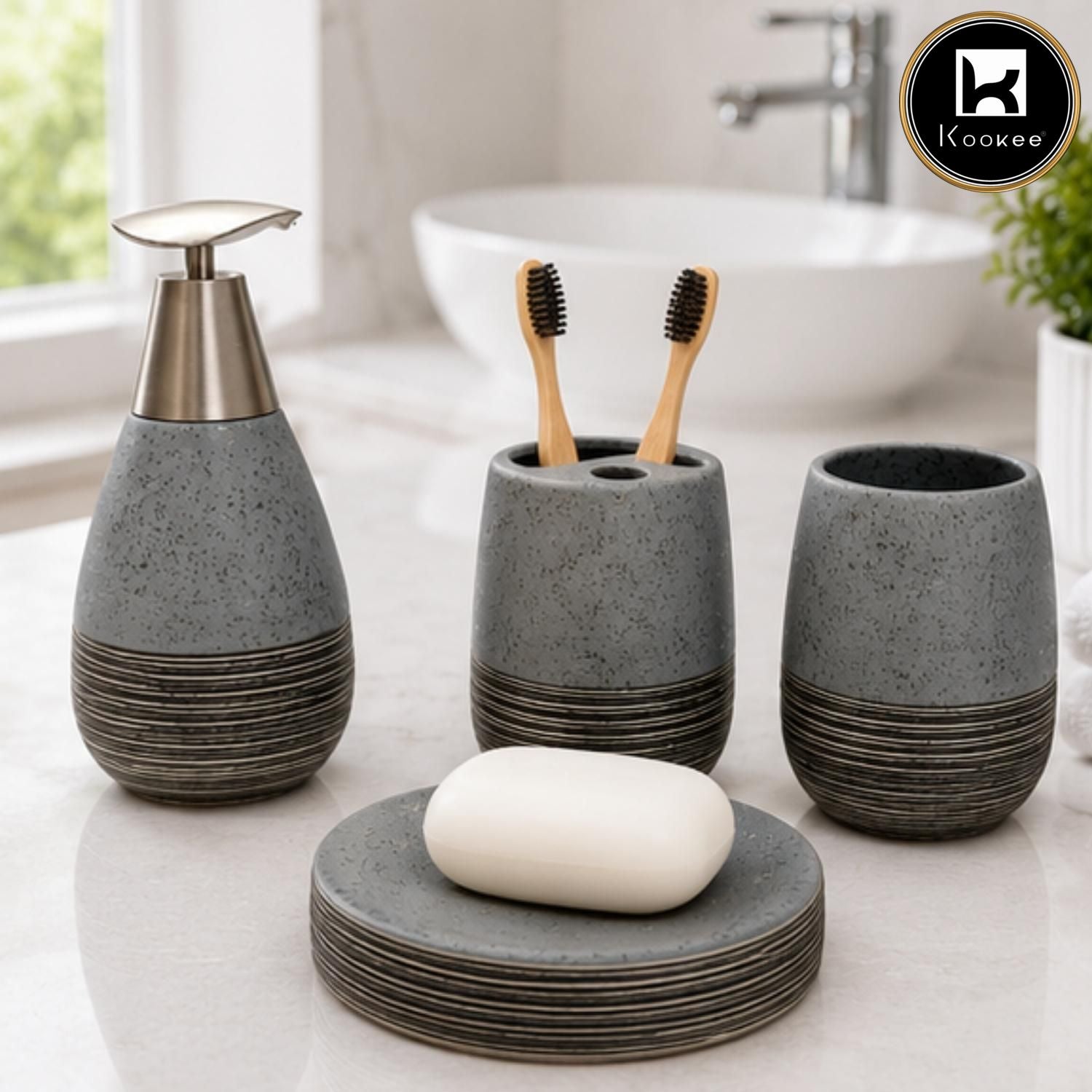Kookee Ceramic Bathroom Sets, Blue, ART12378