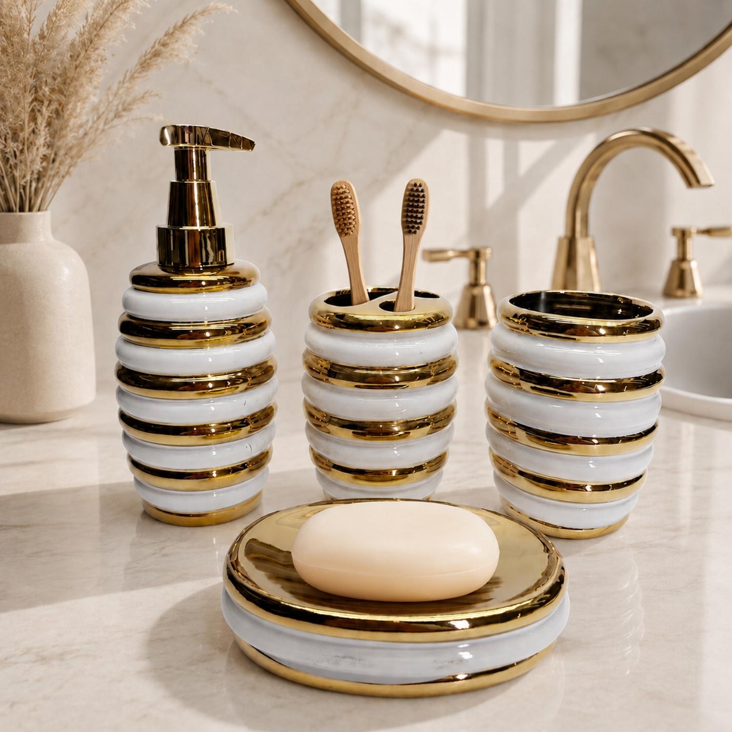 Ceramic Bathroom Sets, Gold, ART12380