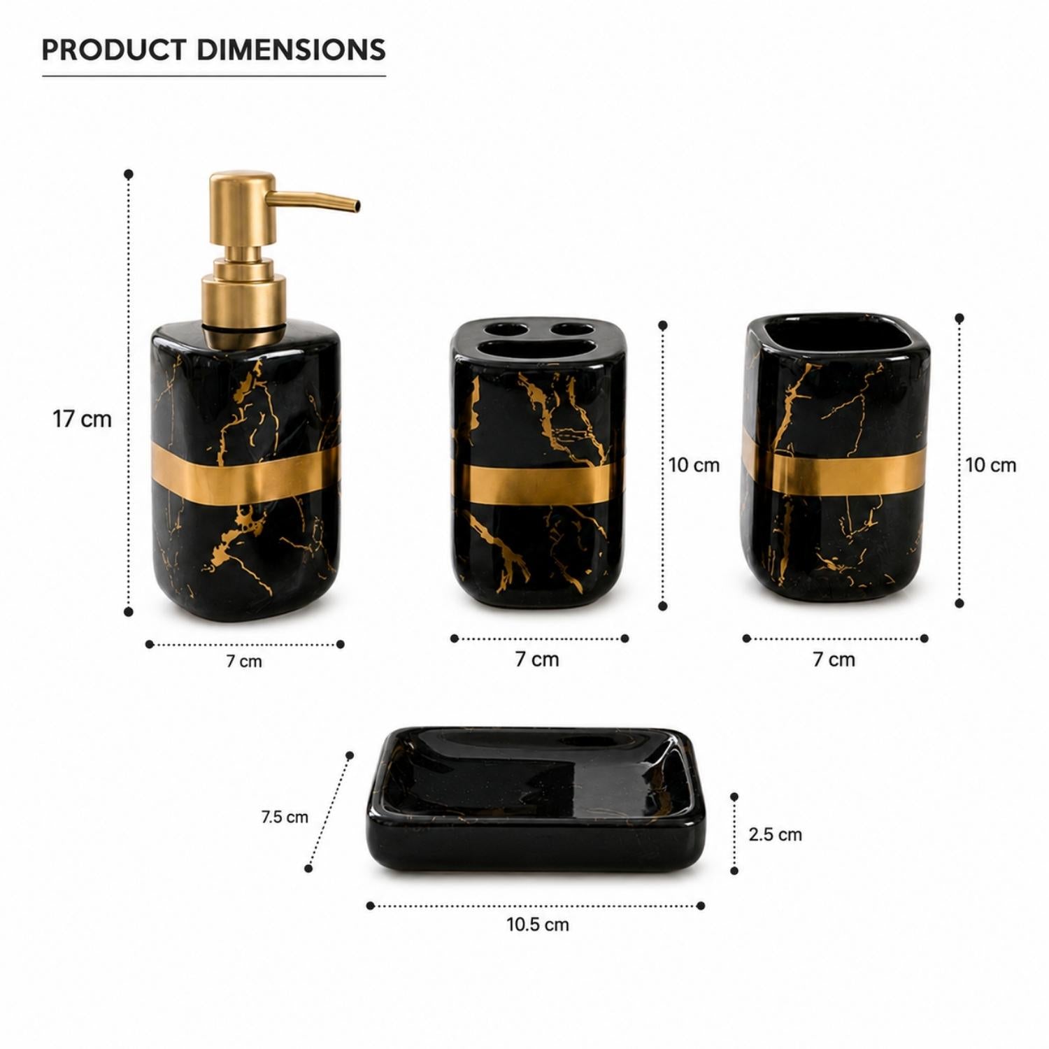 Kookee Ceramic Bathroom Sets, Black, ART12382