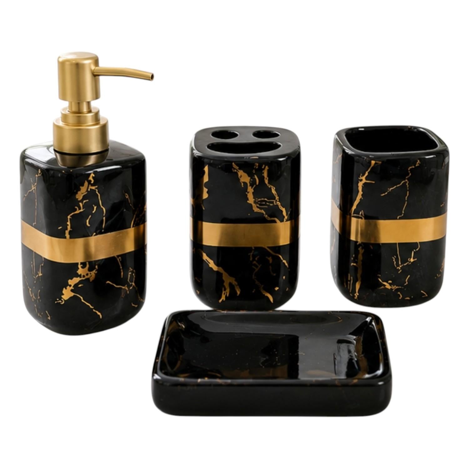 Kookee Ceramic Bathroom Sets, Black, ART12382