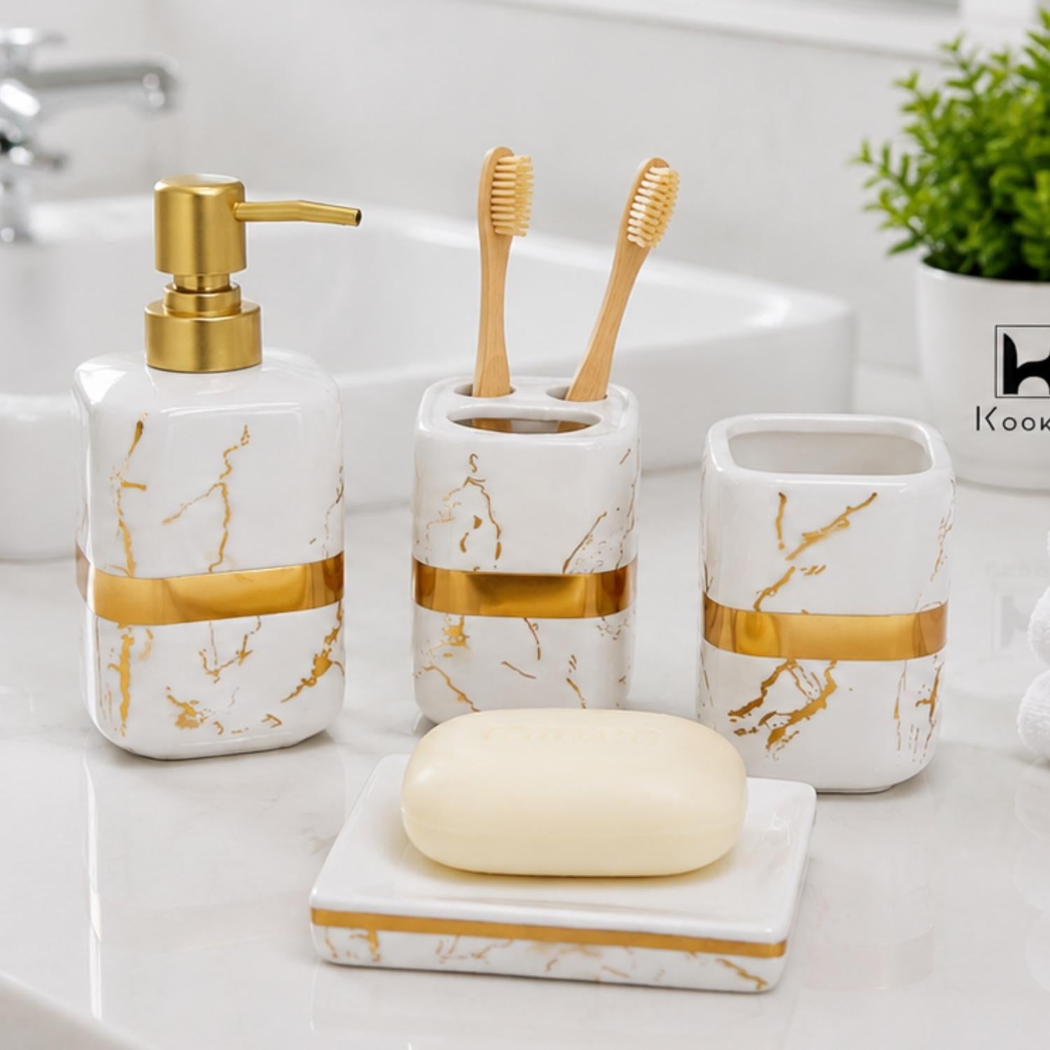 Ceramic Bathroom Sets, White, ART12383