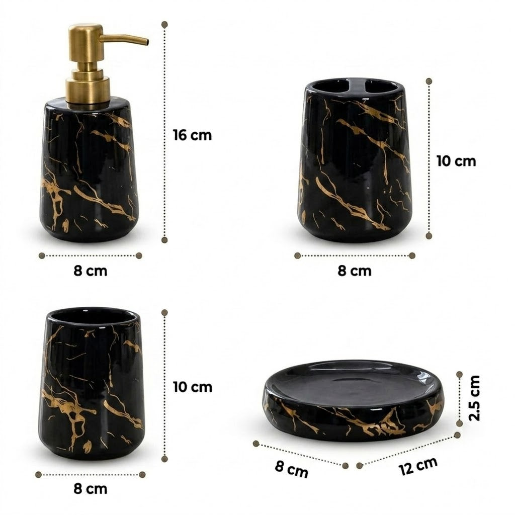 Kookee Ceramic Bathroom Sets, Black, ART12386