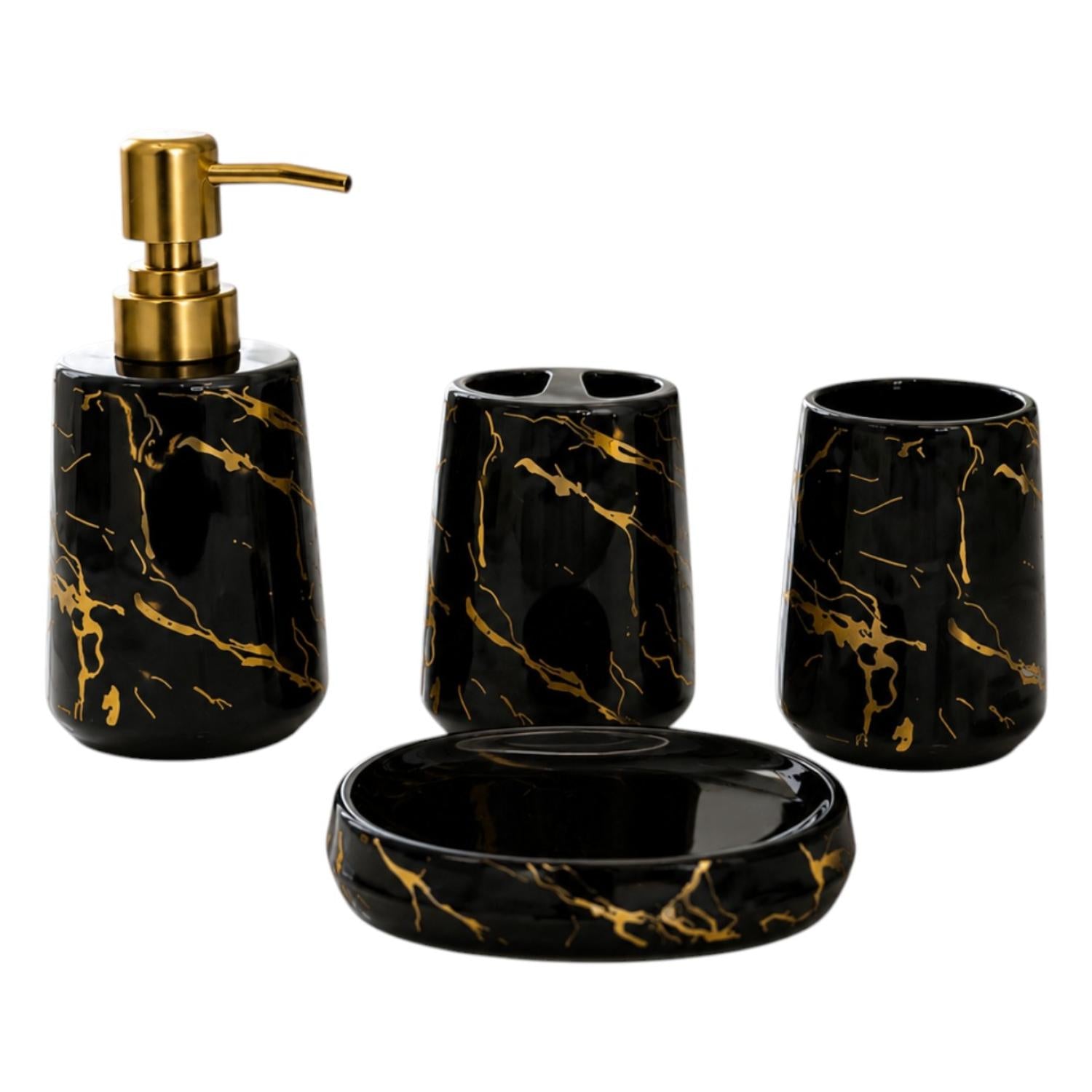 Kookee Ceramic Bathroom Sets, Black, ART12386