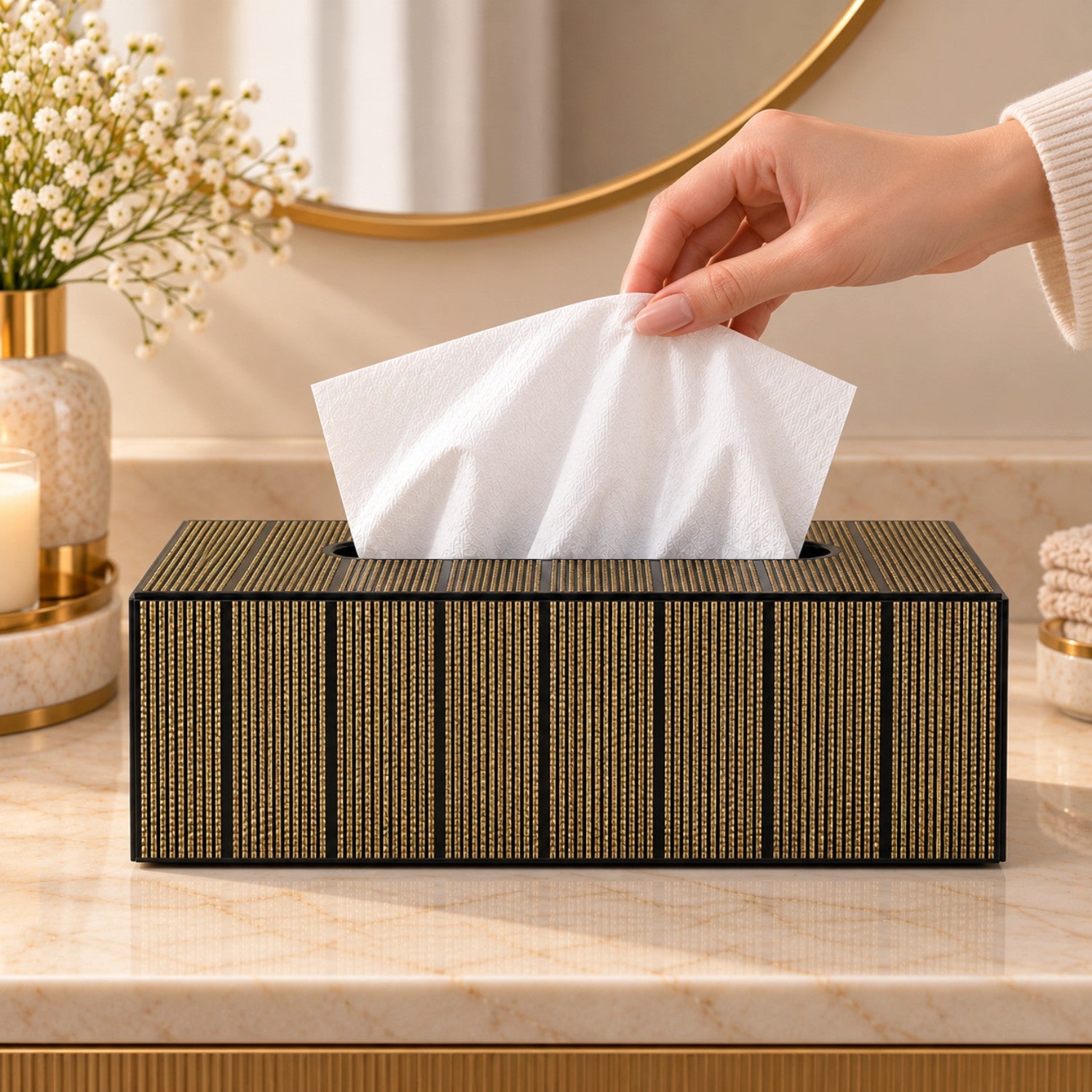 Kookee Glass Mirror Tissue Box for Home and Office Decor, Set of 1