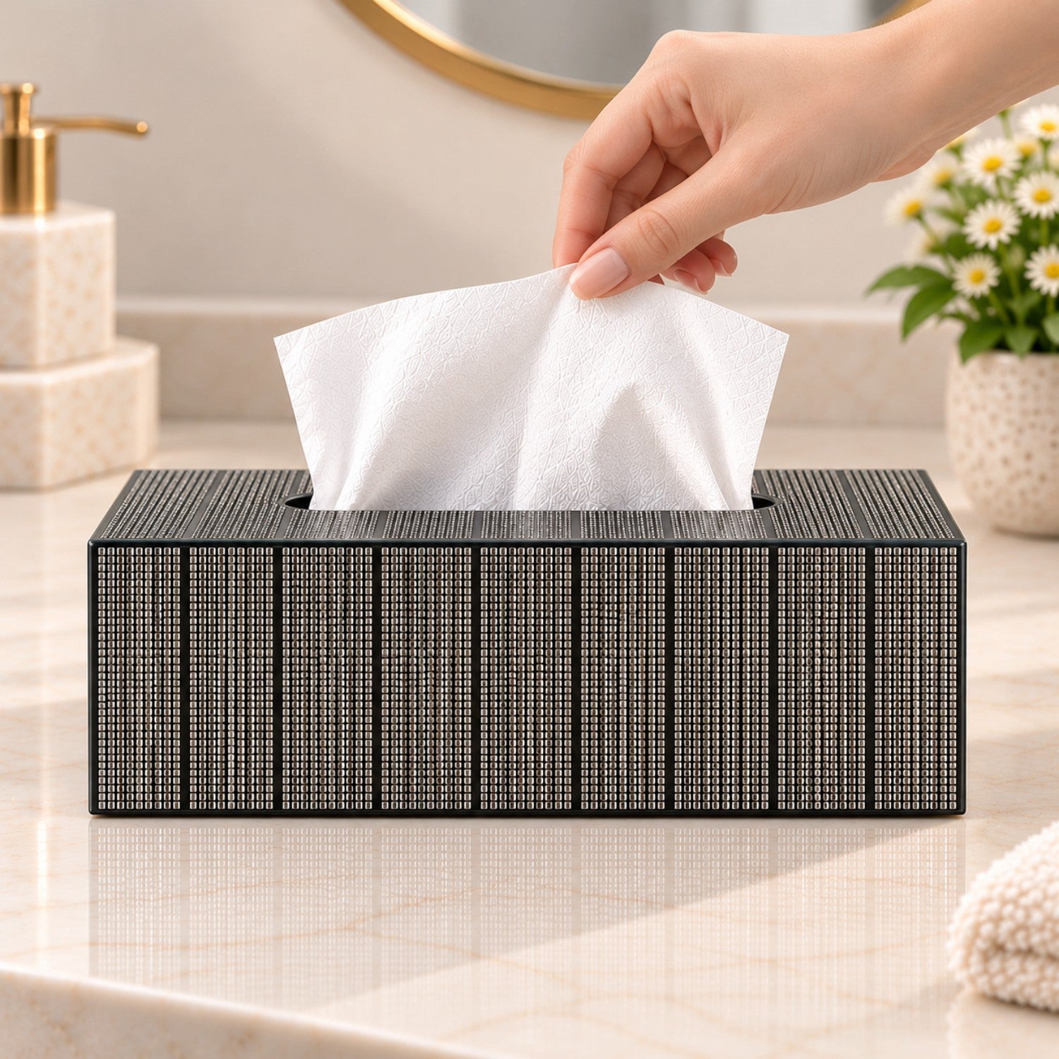 Kookee Glass Mirror Tissue Box for Home and Office Decor, Set of 1