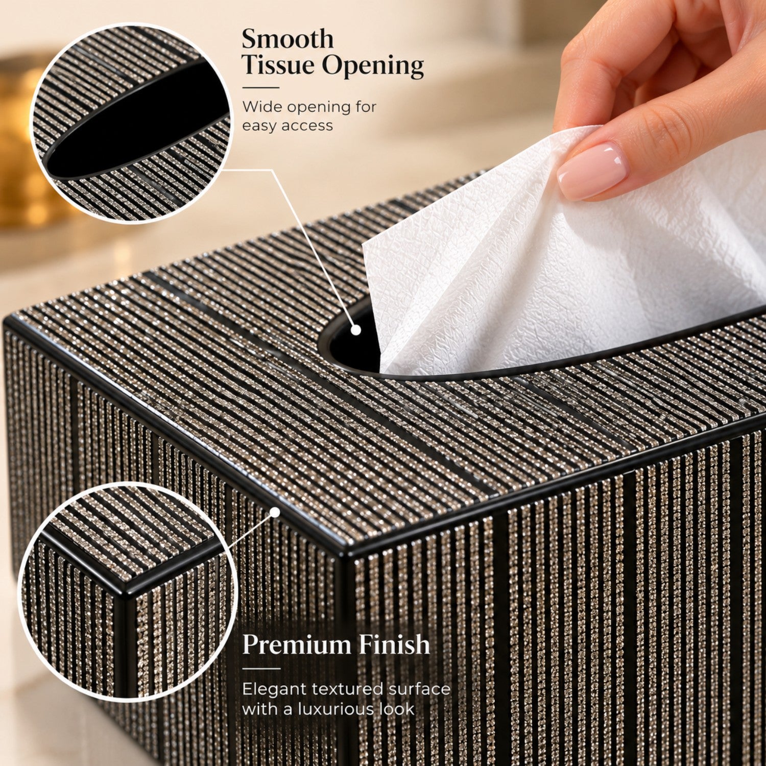 Kookee Glass Mirror Tissue Box for Home and Office Decor, Set of 1