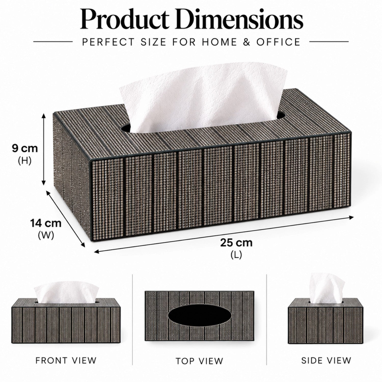 Kookee Glass Mirror Tissue Box for Home and Office Decor, Set of 1