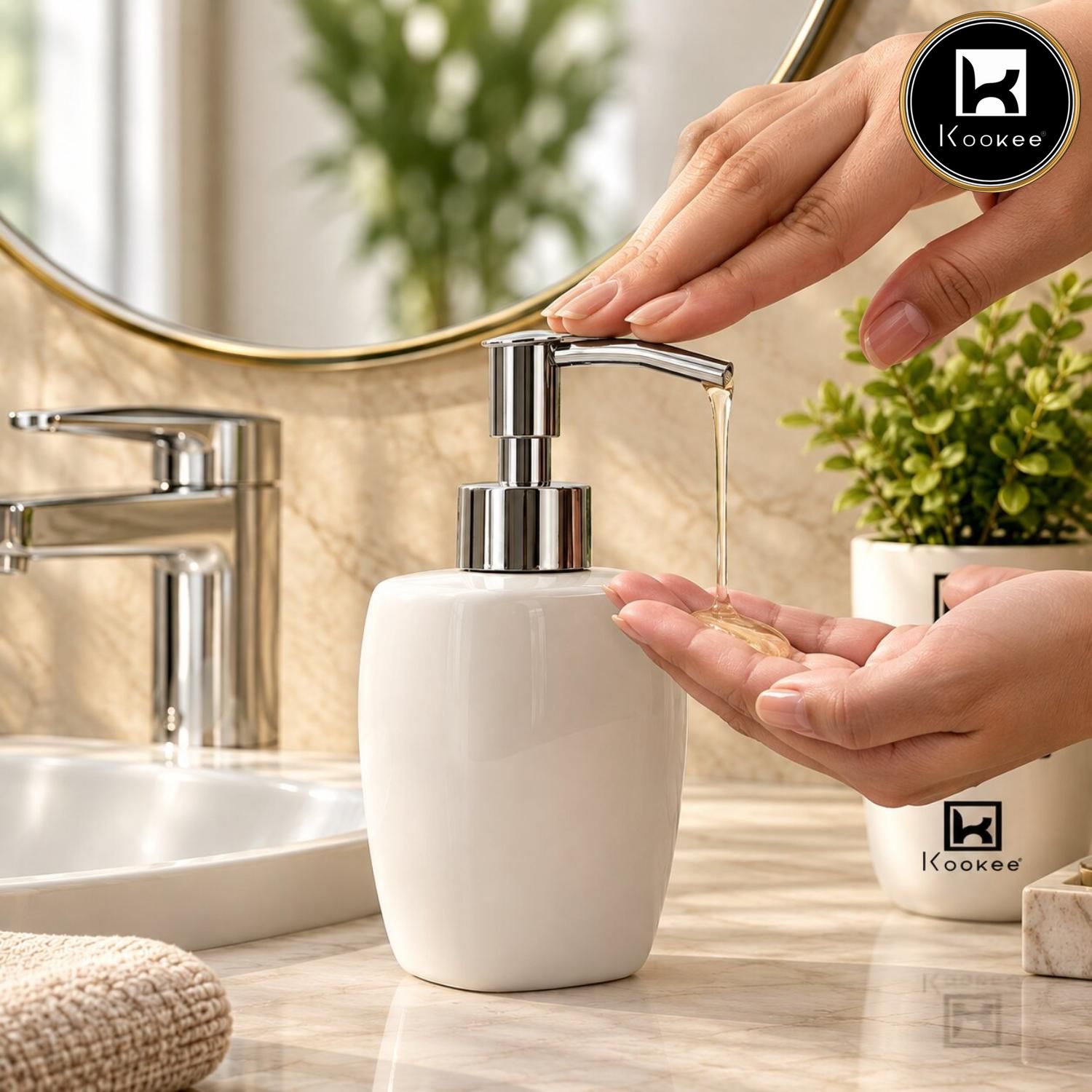 Kookee Ceramic Soap Dispensers, White, ART12391