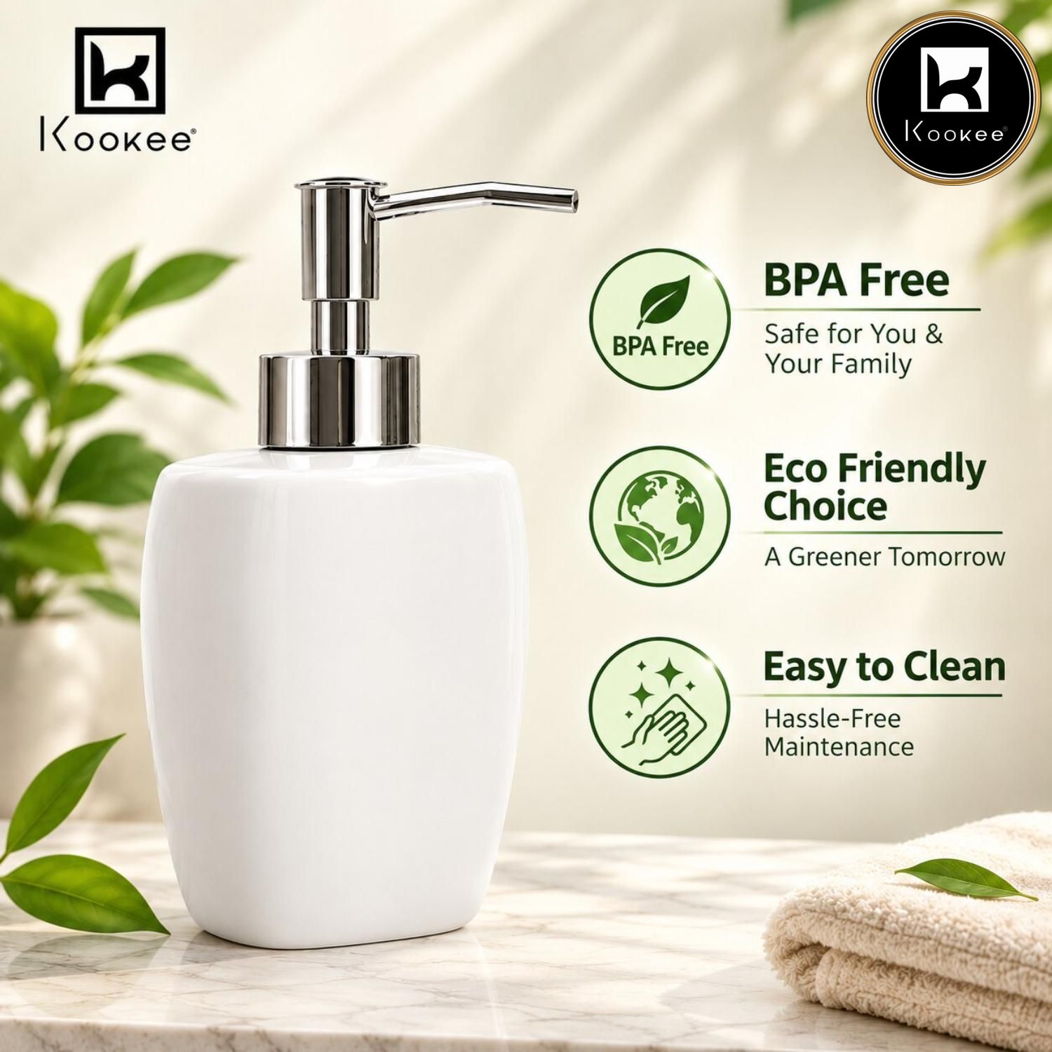 Kookee Ceramic Soap Dispensers, White, ART12391