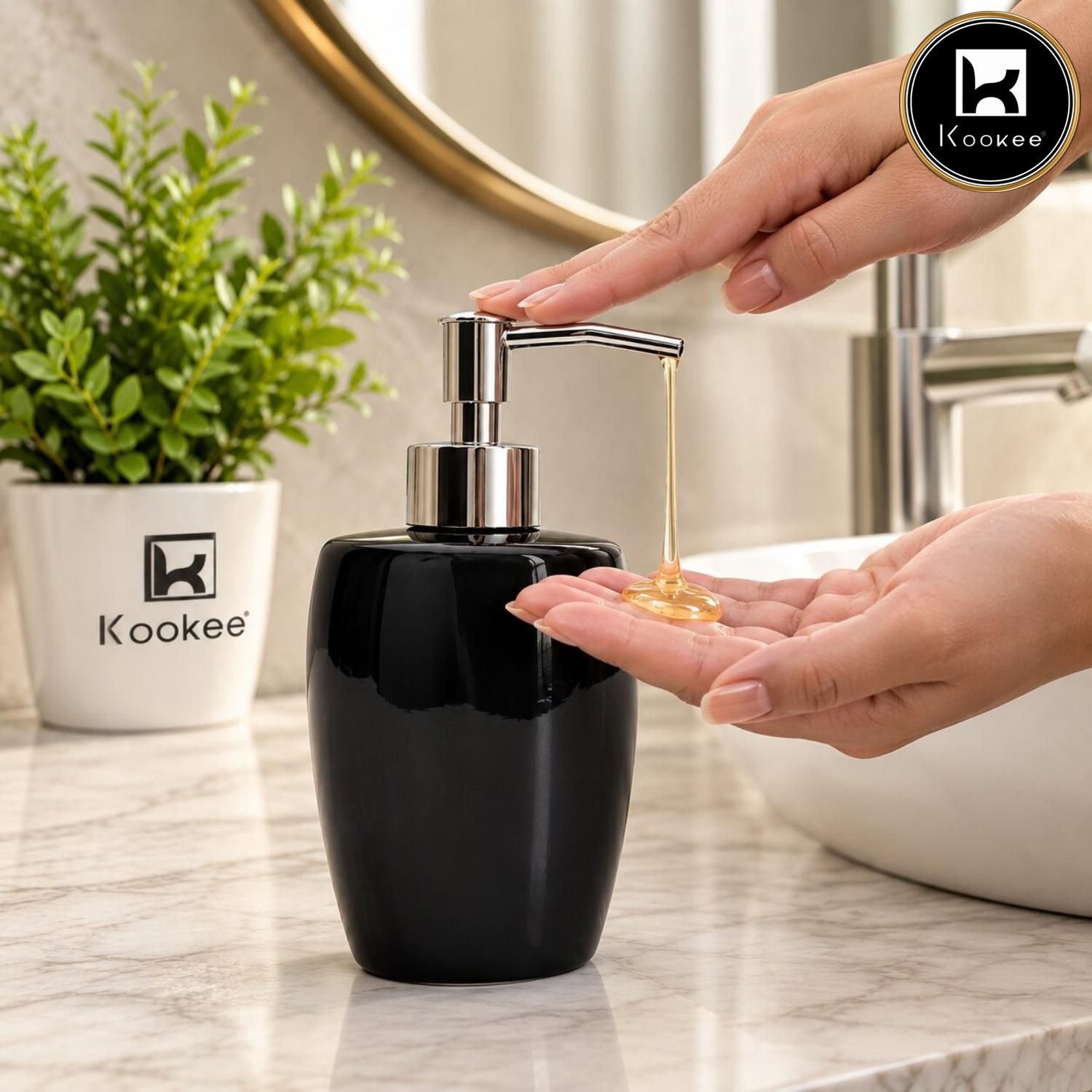 Kookee Ceramic Soap Dispensers, Black, ART12392