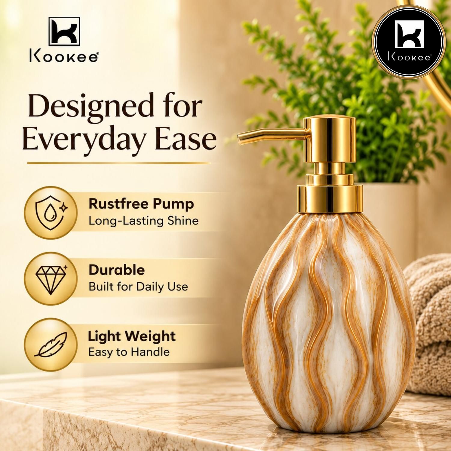 Kookee Ceramic Soap Dispensers, Brown, ART12396