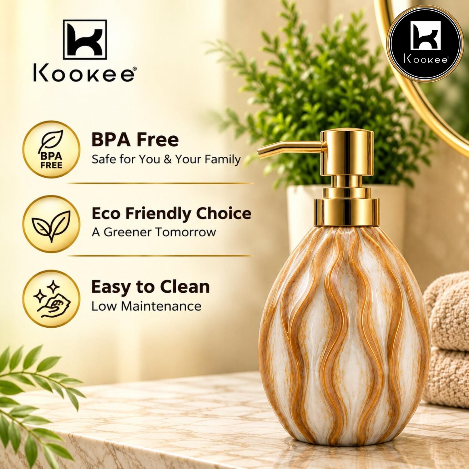 Kookee Ceramic Soap Dispensers, Brown, ART12396