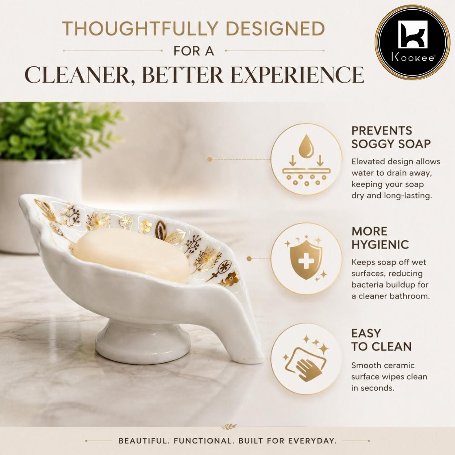 Kookee Soap Holders, White, ART12401