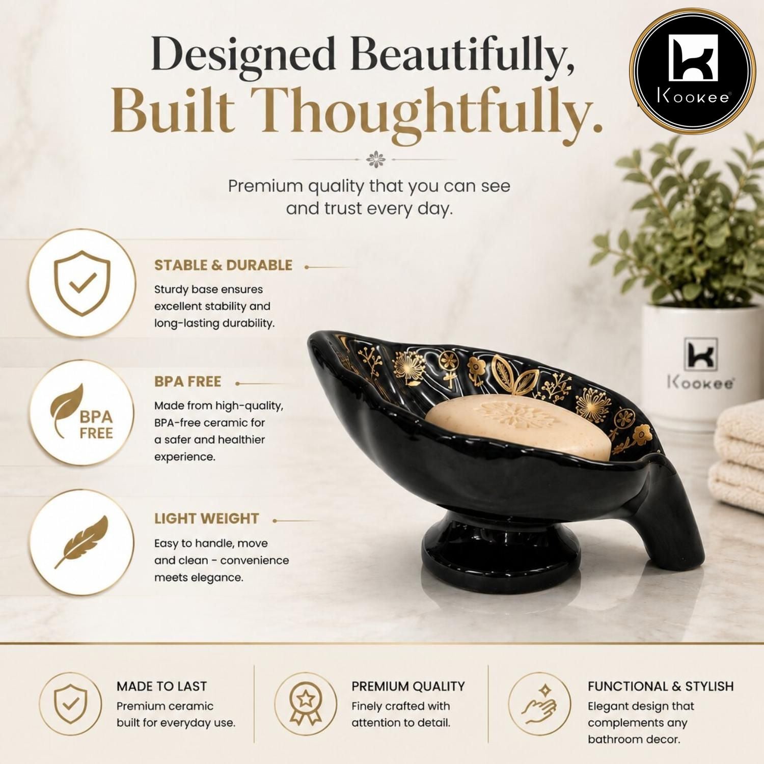 Kookee Soap Holders, Black, ART12402