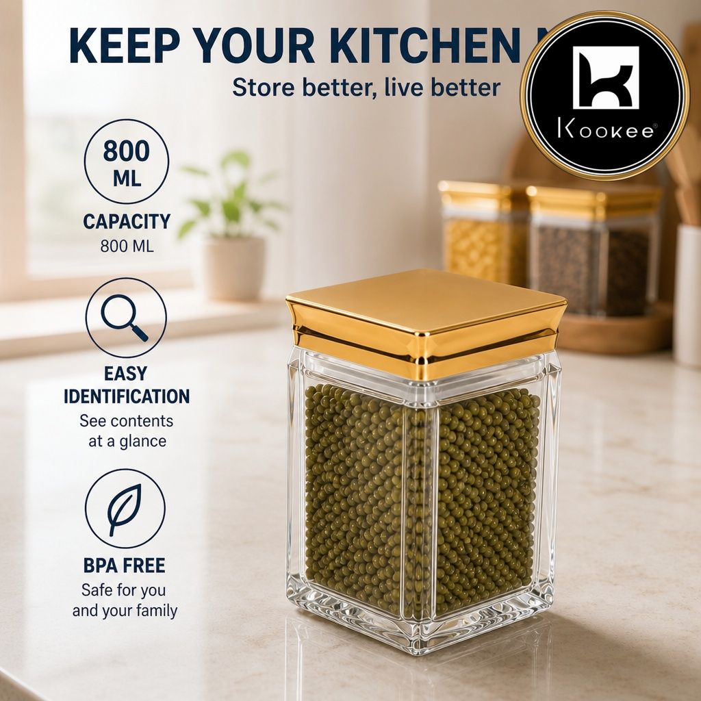 Kookee Canister Jars (Acrylic), Gold, ART12405