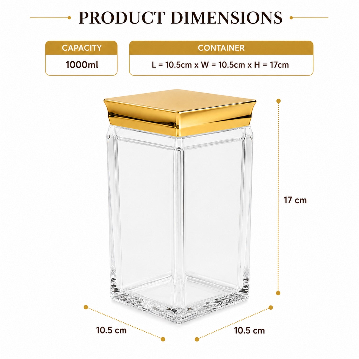 Kookee Canister Jars (Acrylic), Gold, ART12406