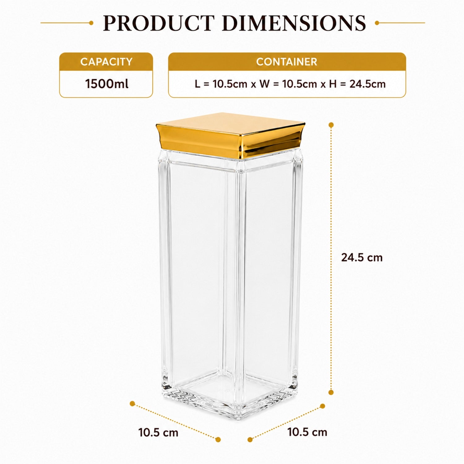 Kookee Canister Jars (Acrylic), Gold, ART12407