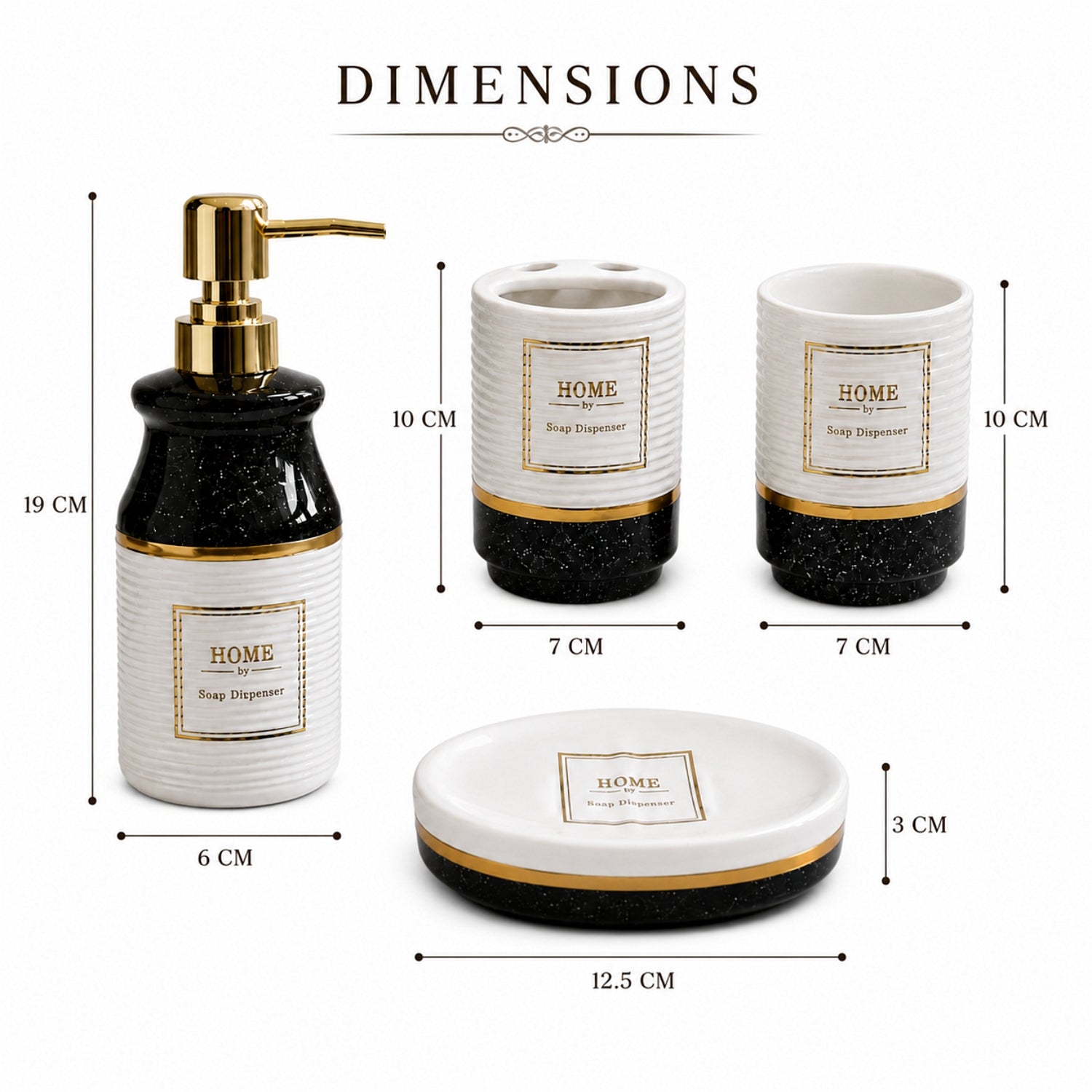 Kookee Ceramic Bathroom Sets, Black, ART12408