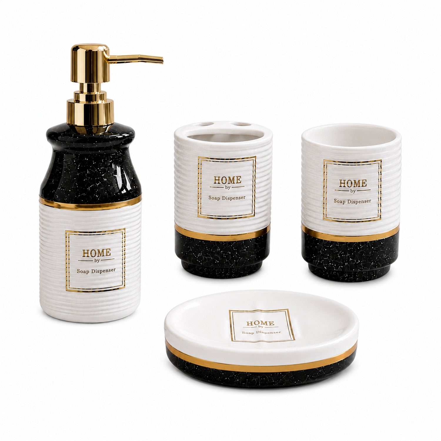 Kookee Ceramic Bathroom Sets, Black, ART12408