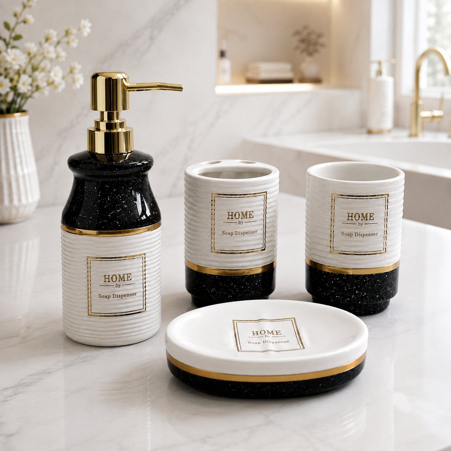 Ceramic Bathroom Sets, Black, ART12408