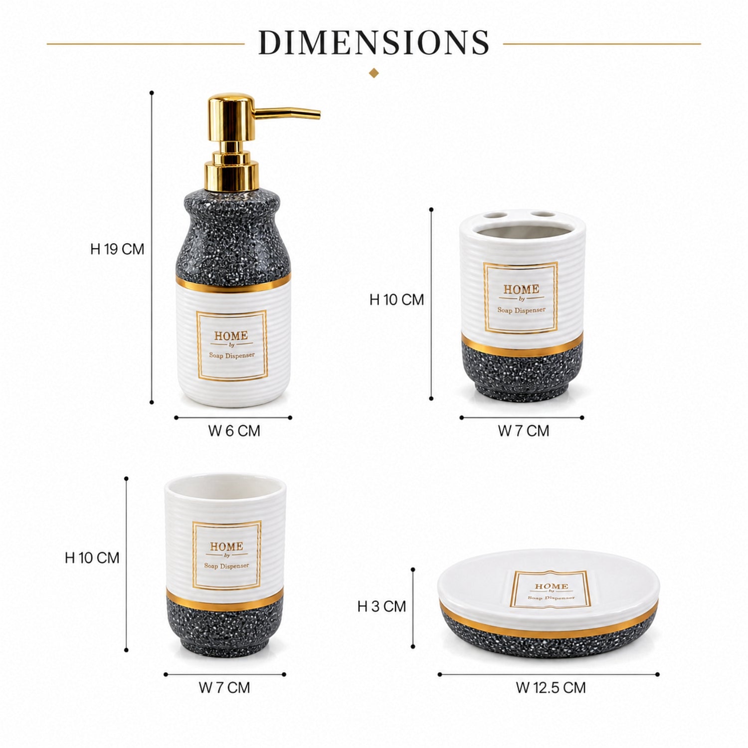 Kookee Ceramic Bathroom Sets, Grey, ART12409