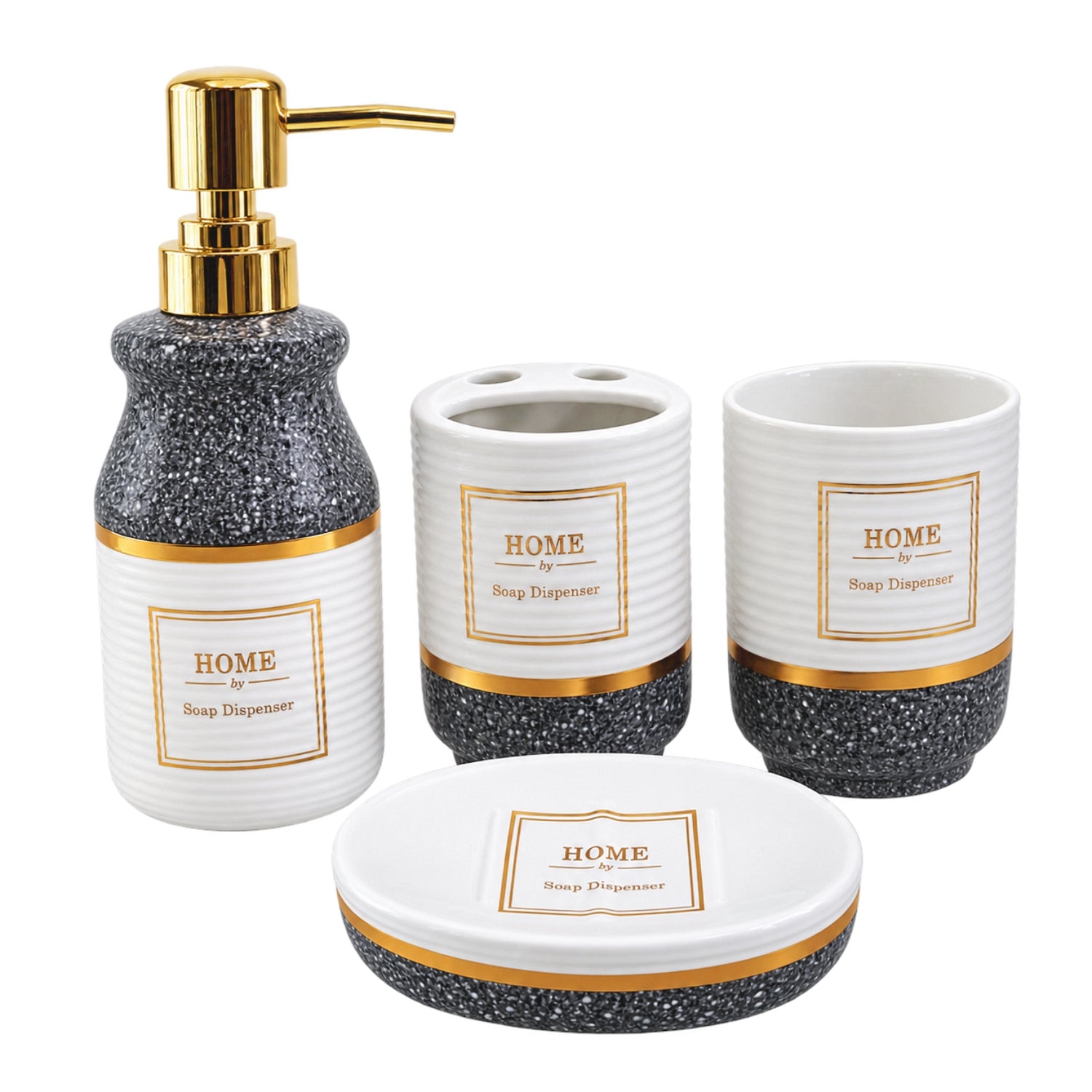 Kookee Ceramic Bathroom Sets, Grey, ART12409