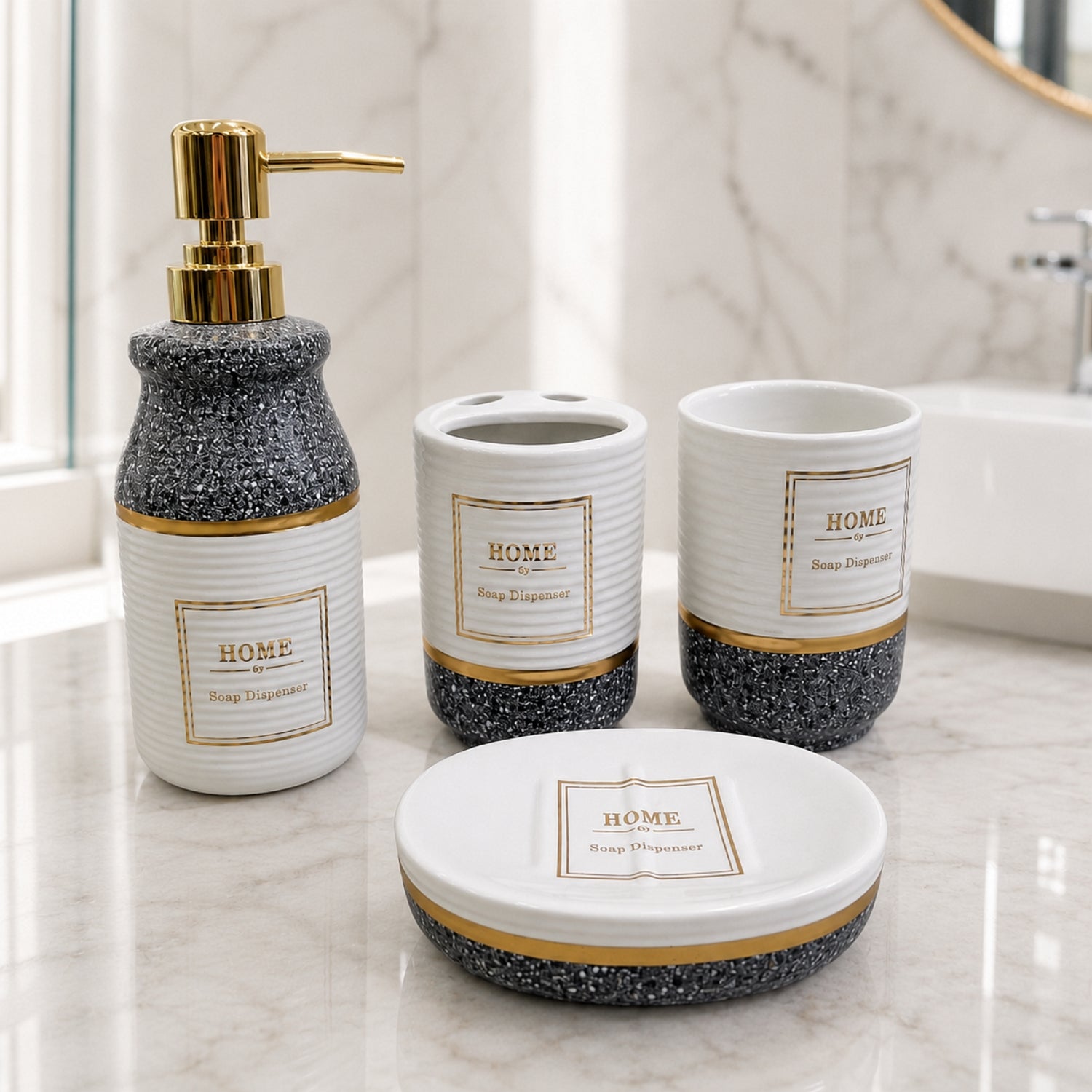 Ceramic Bathroom Sets, Grey, ART12409