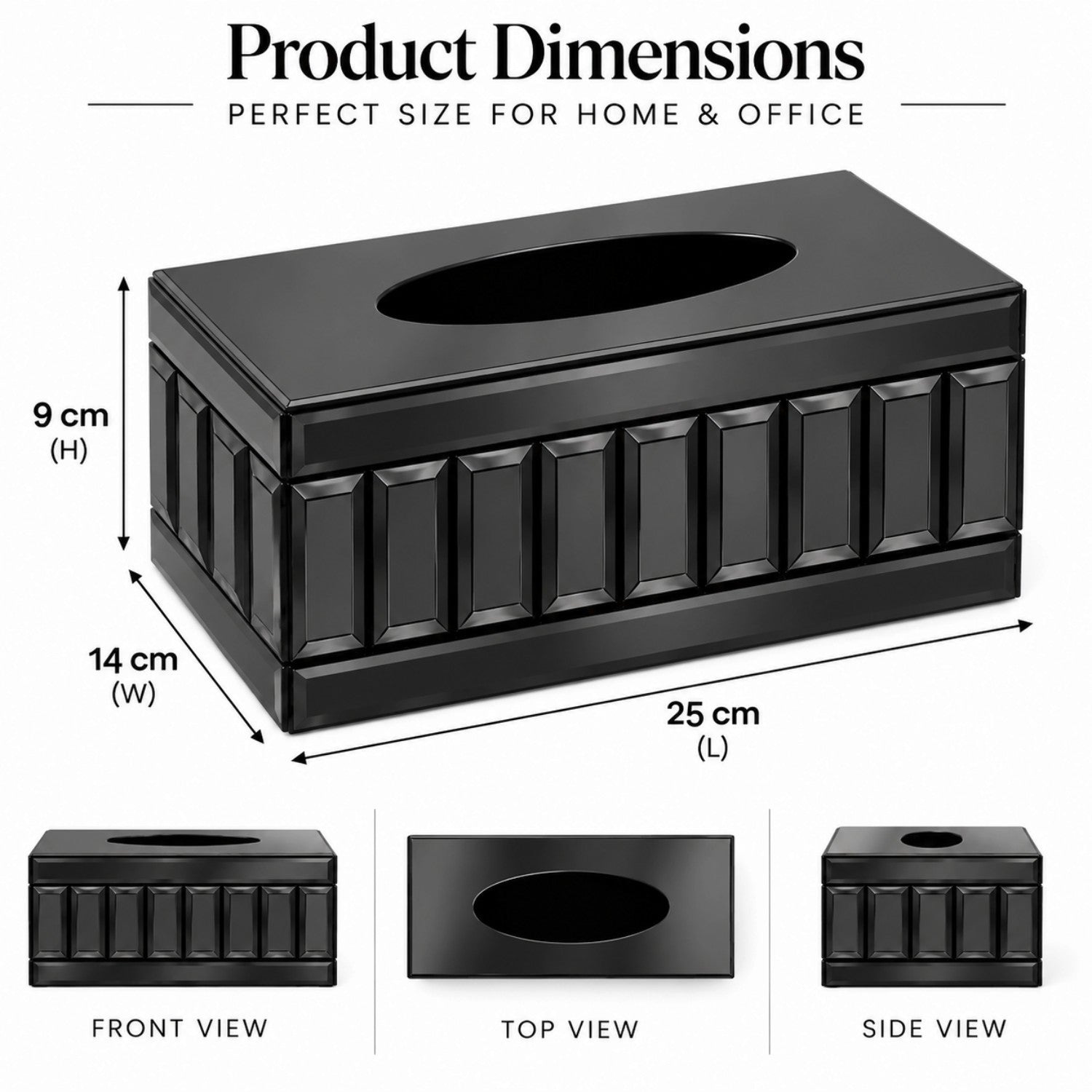 Kookee Glass Mirror Tissue Box for Home and Office Decor, Set of 1