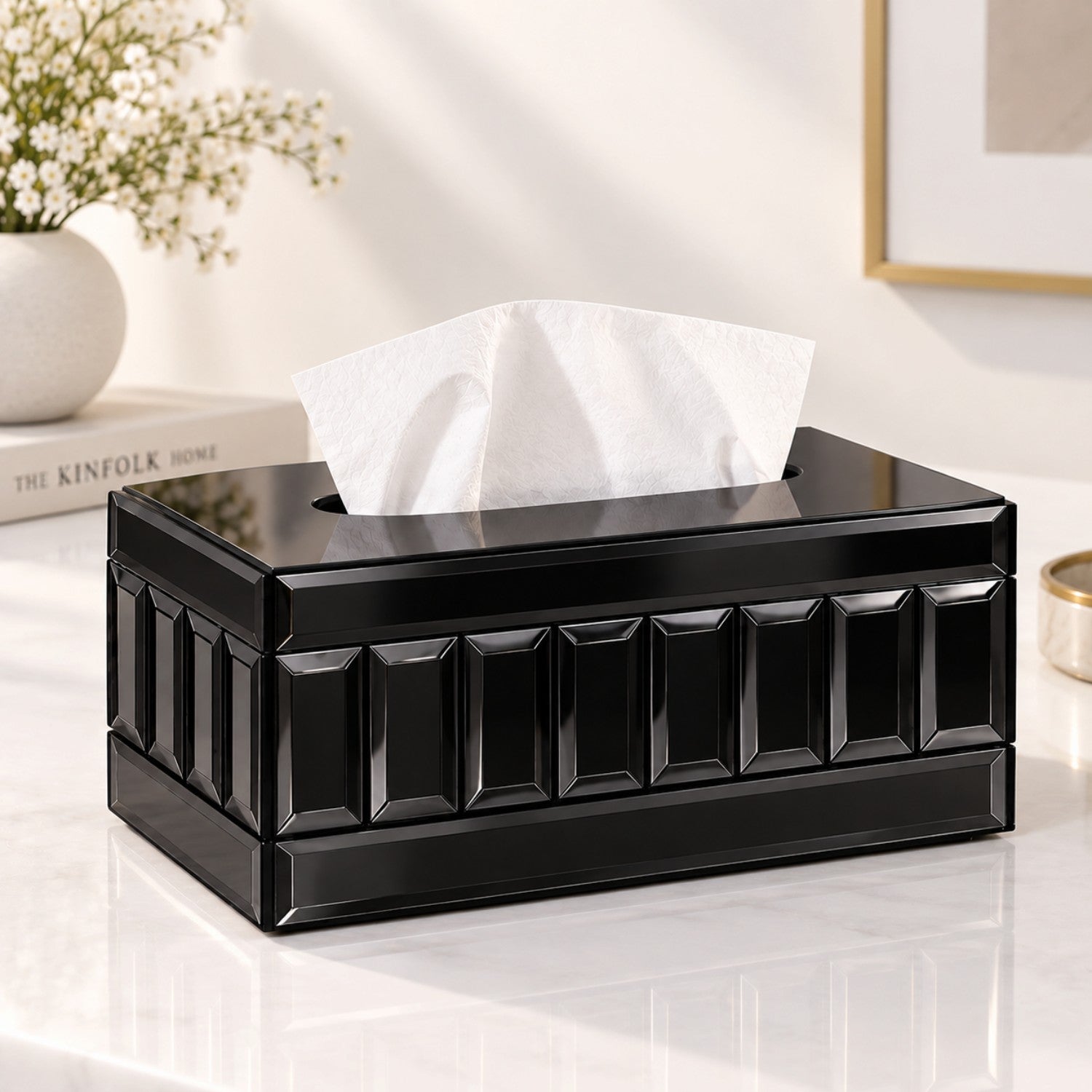 Kookee Glass Mirror Tissue Box for Home and Office Decor, Set of 1