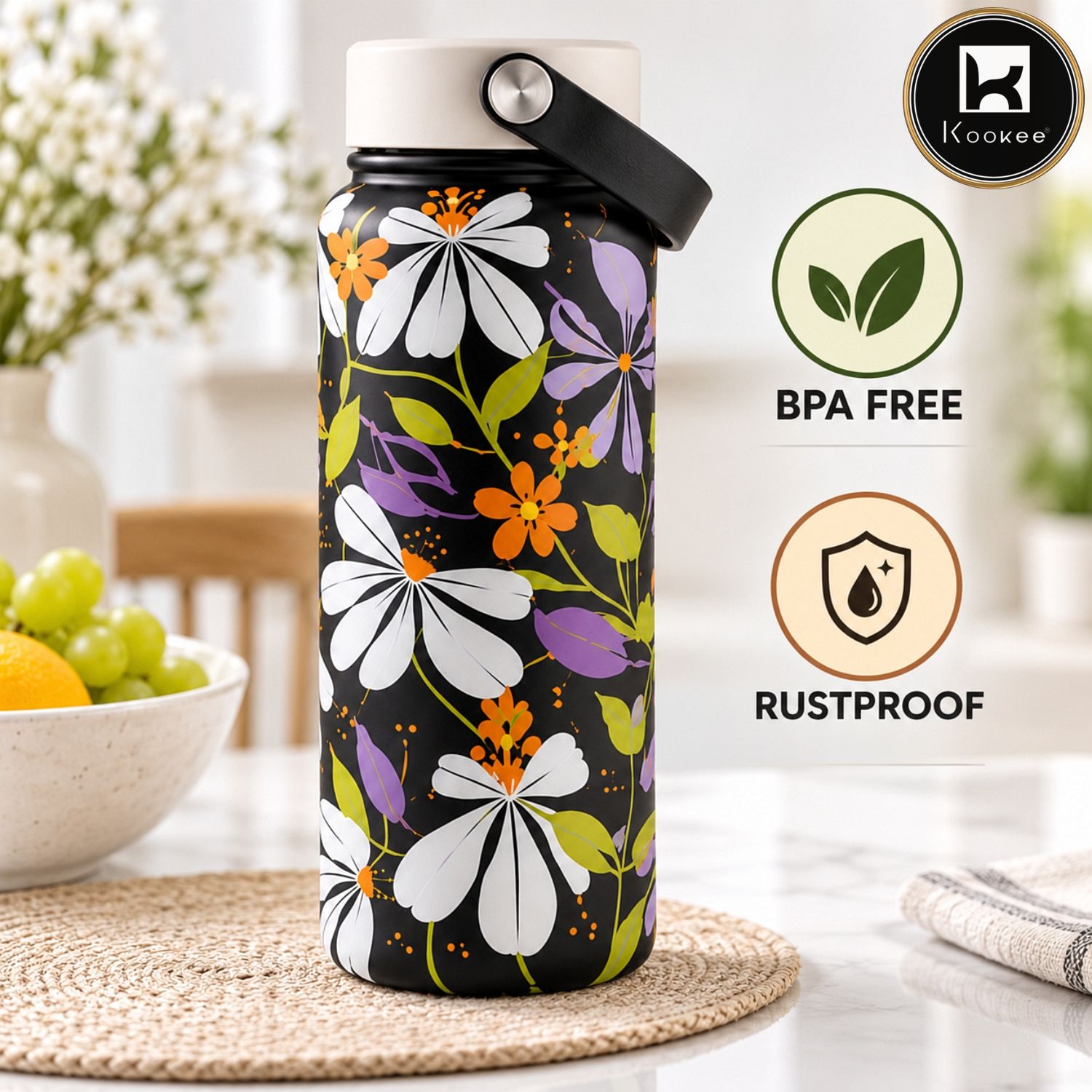 Kookee Stainless Steel BPA Free Water Bottle | 1000ml