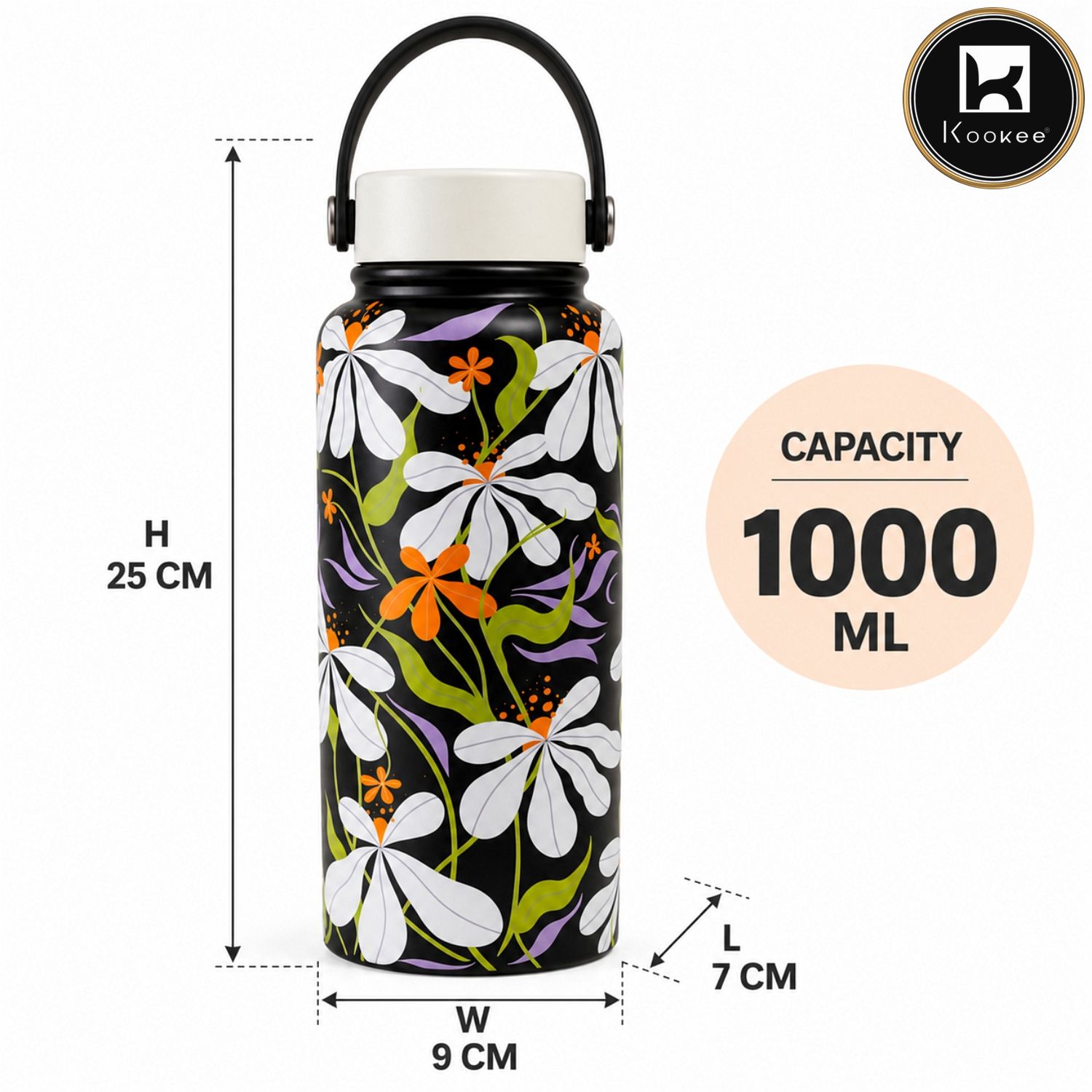 Kookee Stainless Steel BPA Free Water Bottle | 1000ml