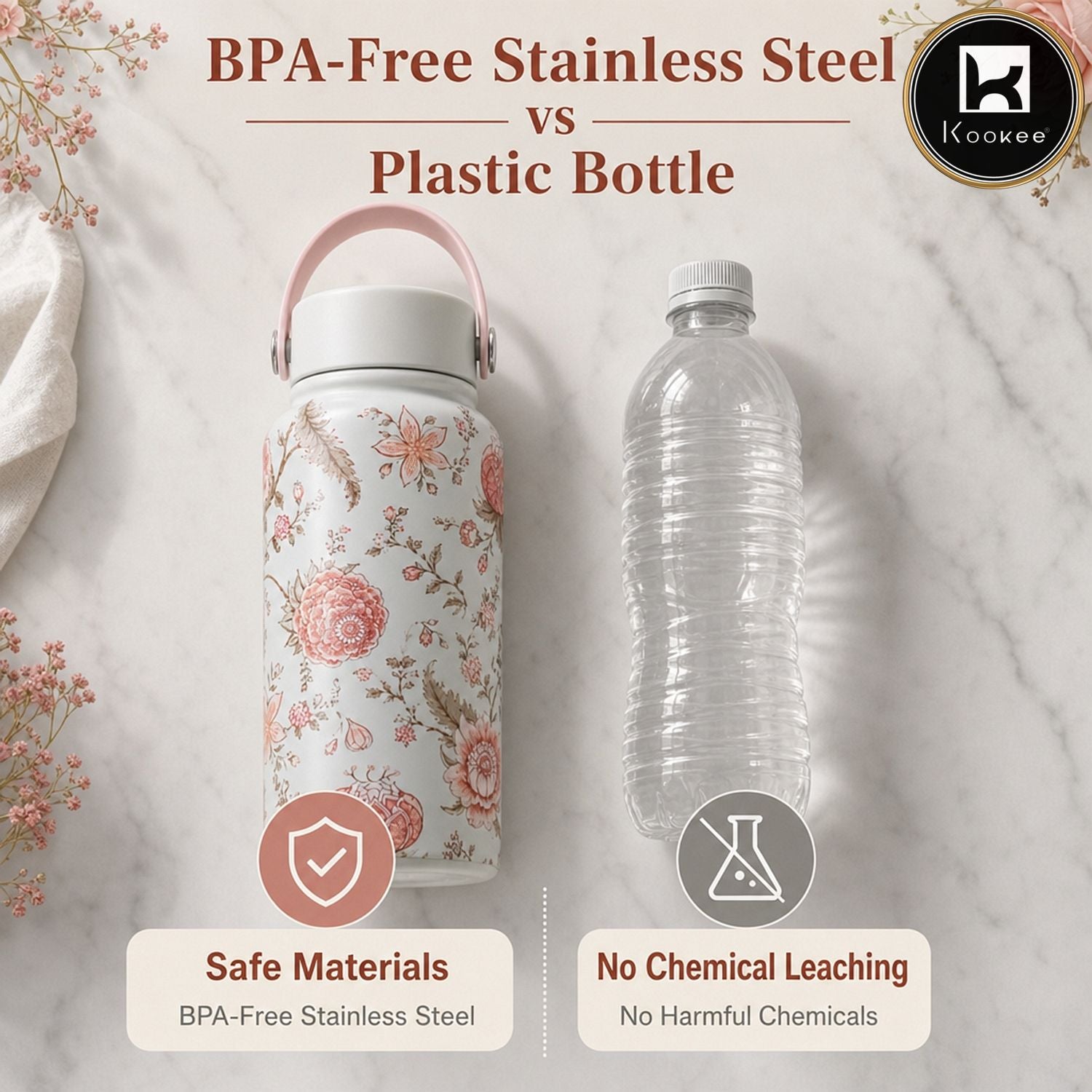 Kookee Stainless Steel BPA Free Water Bottle | 1000ml