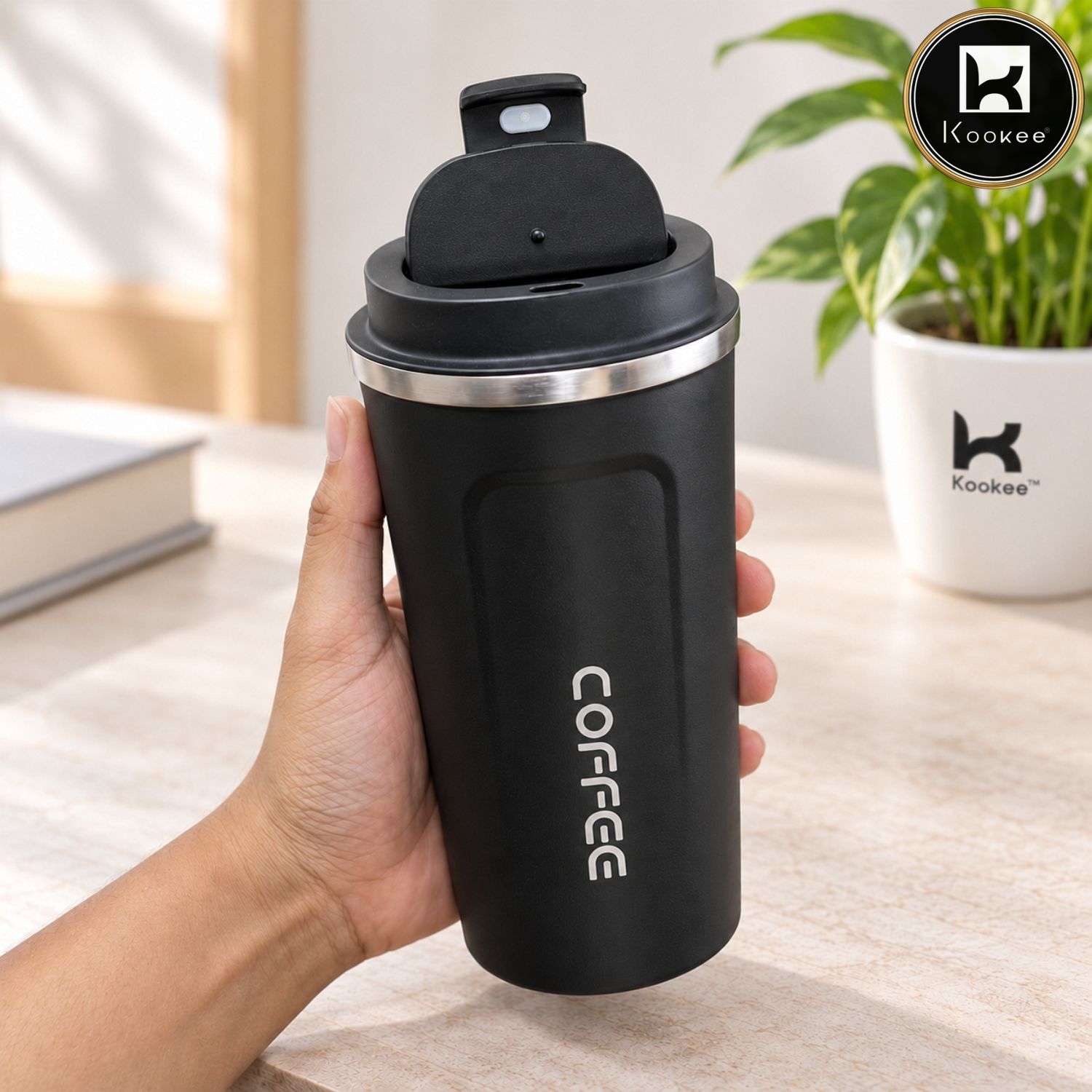 Stainless Steel Travel Tumbler with Flip Lid for Coffee, Tea and Drinks