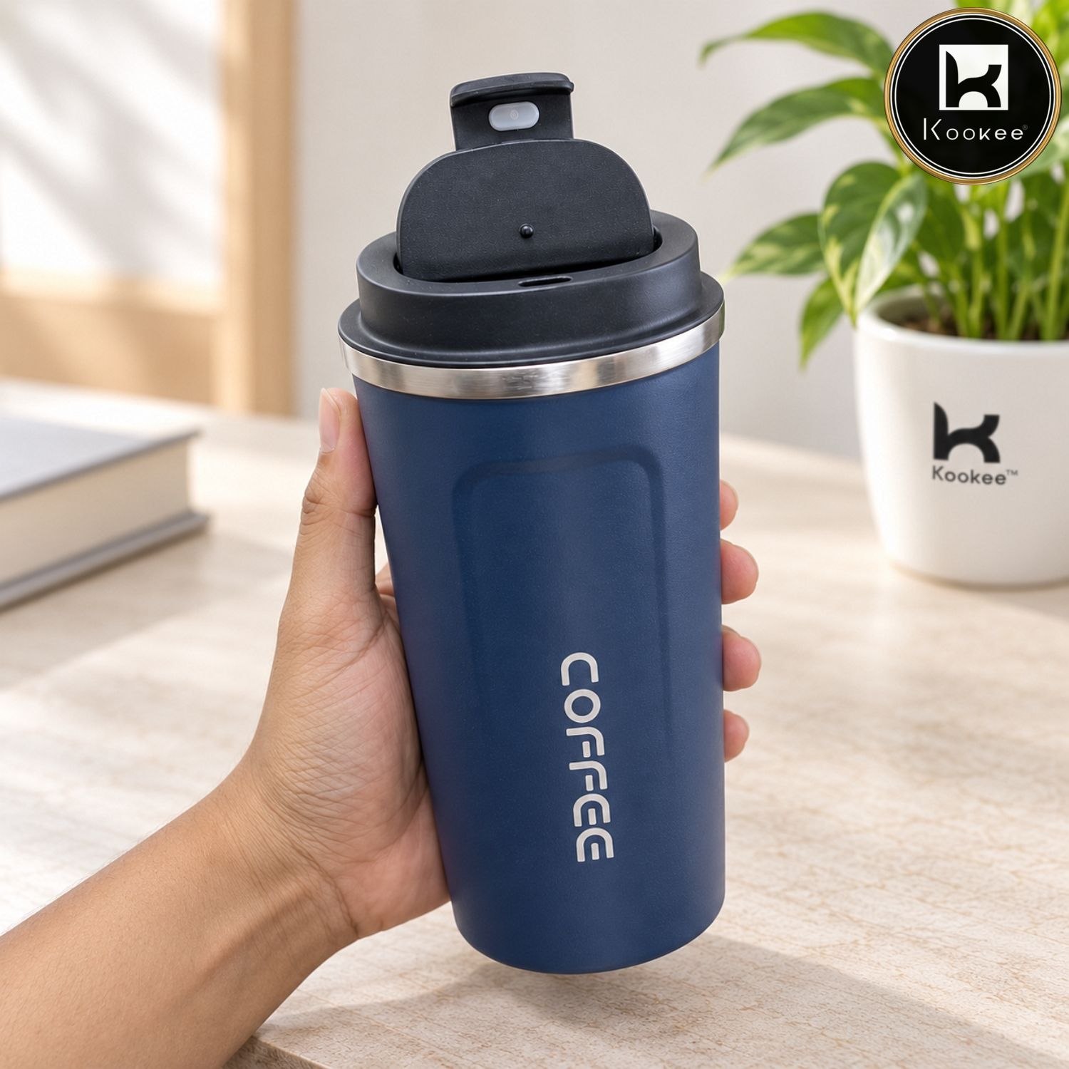 Stainless Steel Travel Tumbler with Flip Lid for Coffee, Tea and Drinks