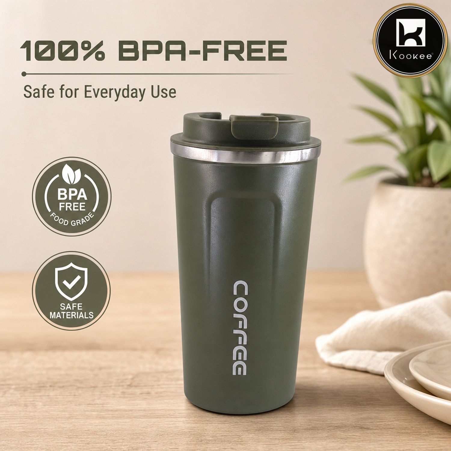 Stainless Steel Travel Tumbler with Flip Lid for Coffee, Tea and Drinks