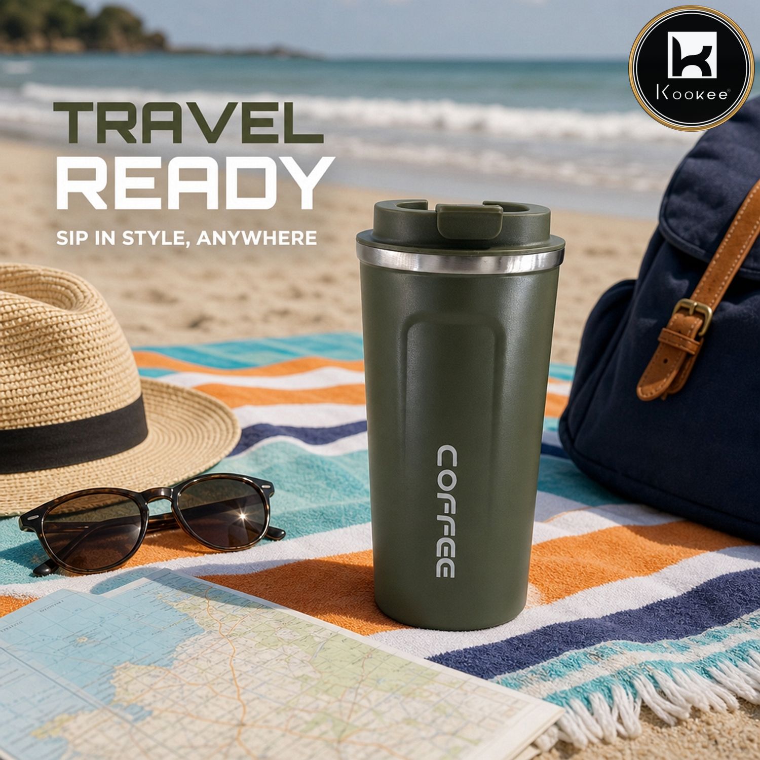 Stainless Steel Travel Tumbler with Flip Lid for Coffee, Tea and Drinks