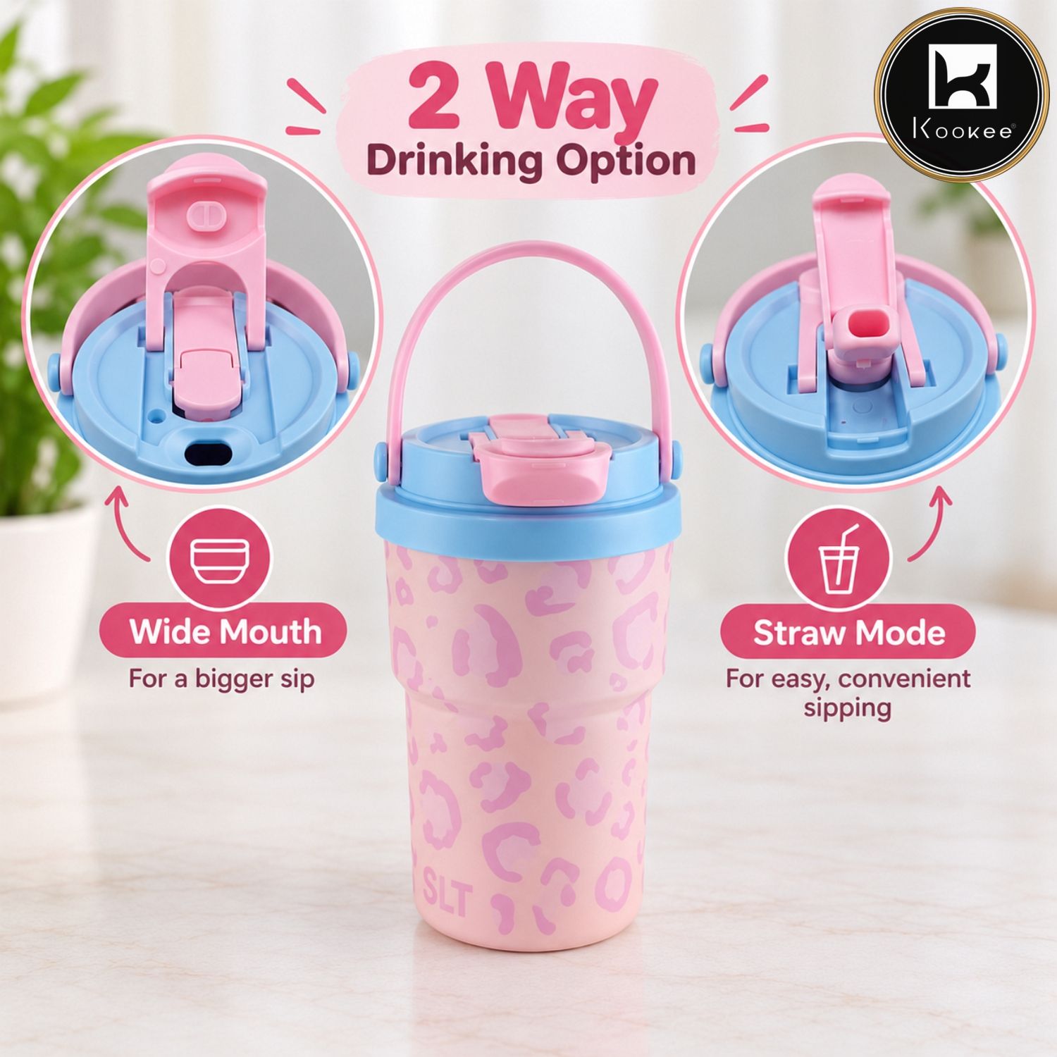 Kookee Stainless Steel BPA-free Sipper Bottle for Kids & Adults, 350ml