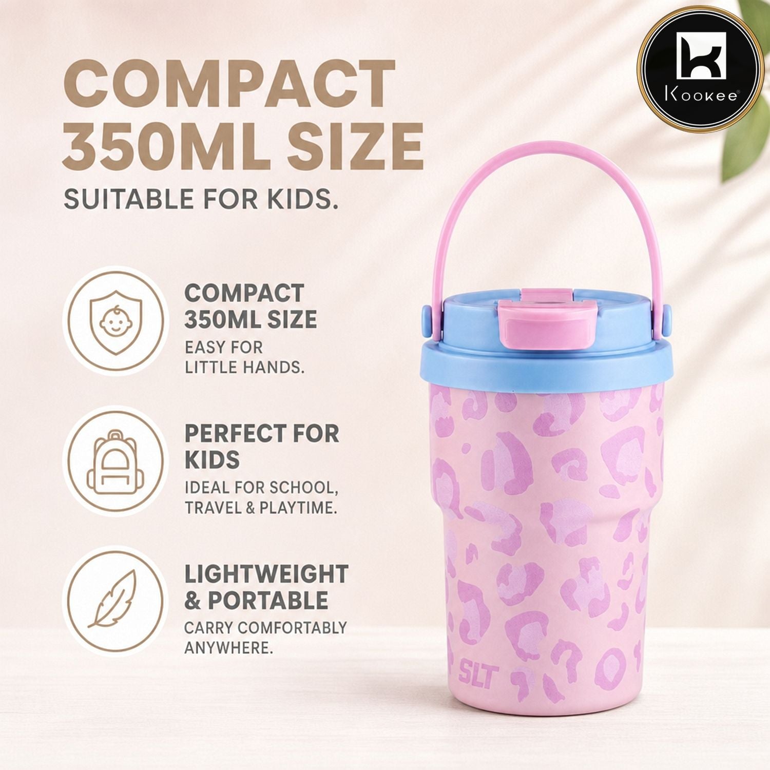 Kookee Stainless Steel BPA-free Sipper Bottle for Kids & Adults, 350ml