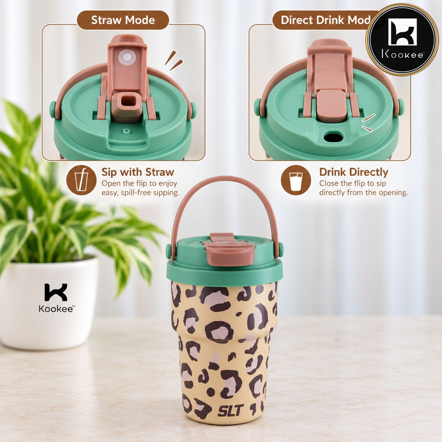 Kookee Stainless Steel BPA-free Sipper Bottle for Kids & Adults, 350ml