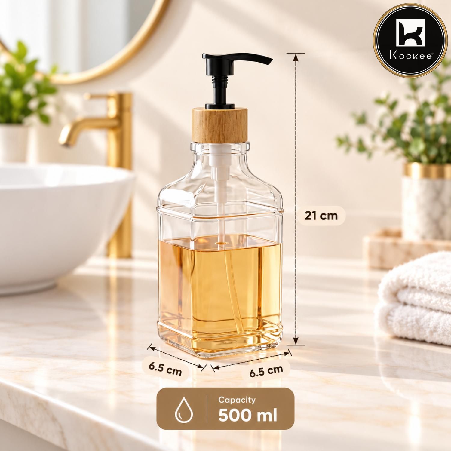 Glass Liquid Soap Dispenser for Bathroom, Set of 1