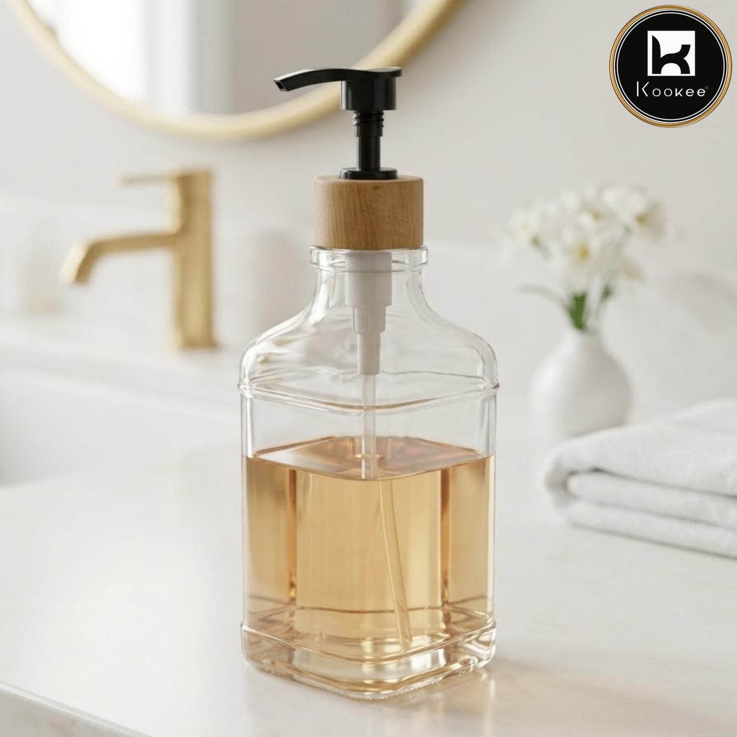 Glass Liquid Soap Dispenser for Bathroom, Set of 1