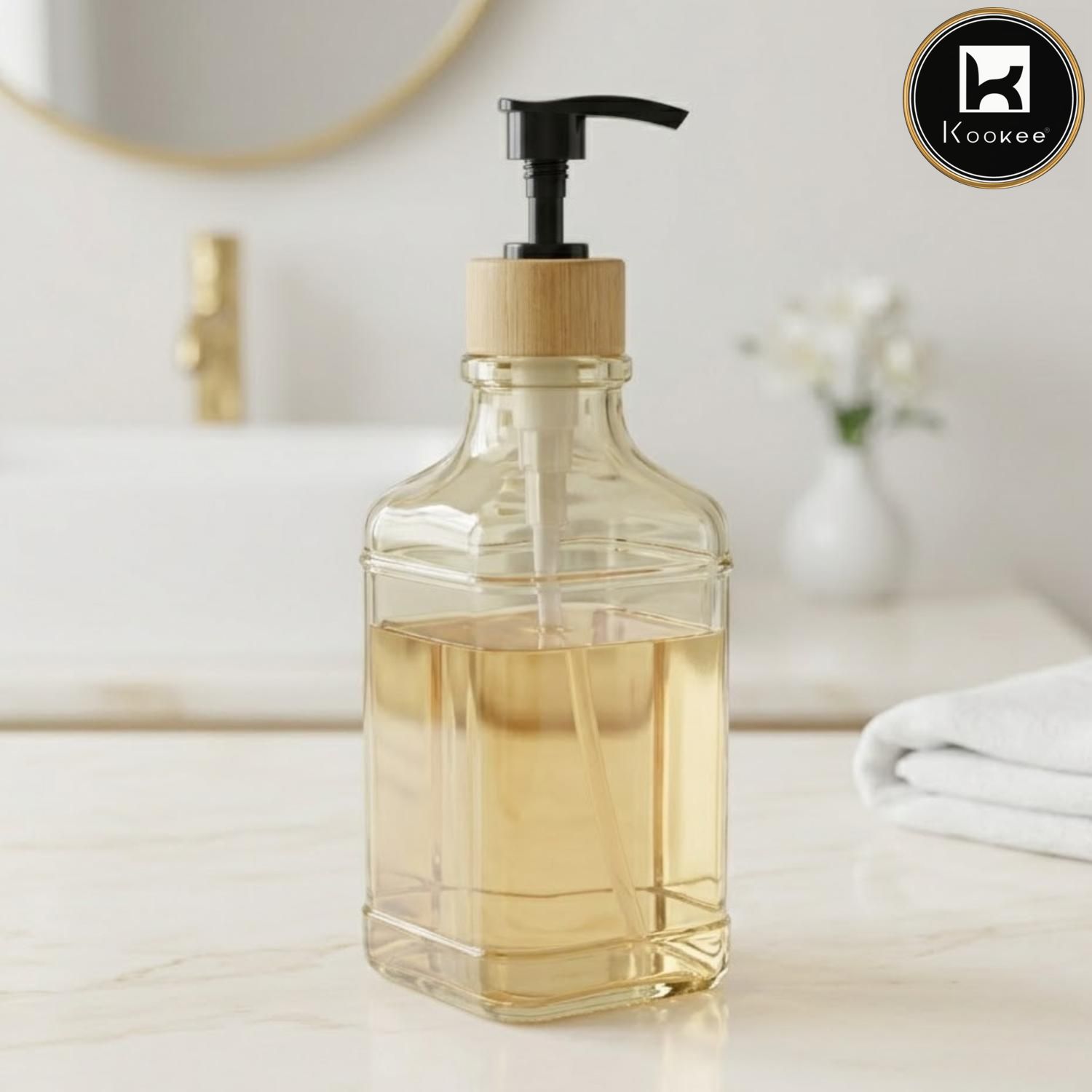 Glass Liquid Soap Dispenser for Bathroom, Set of 1