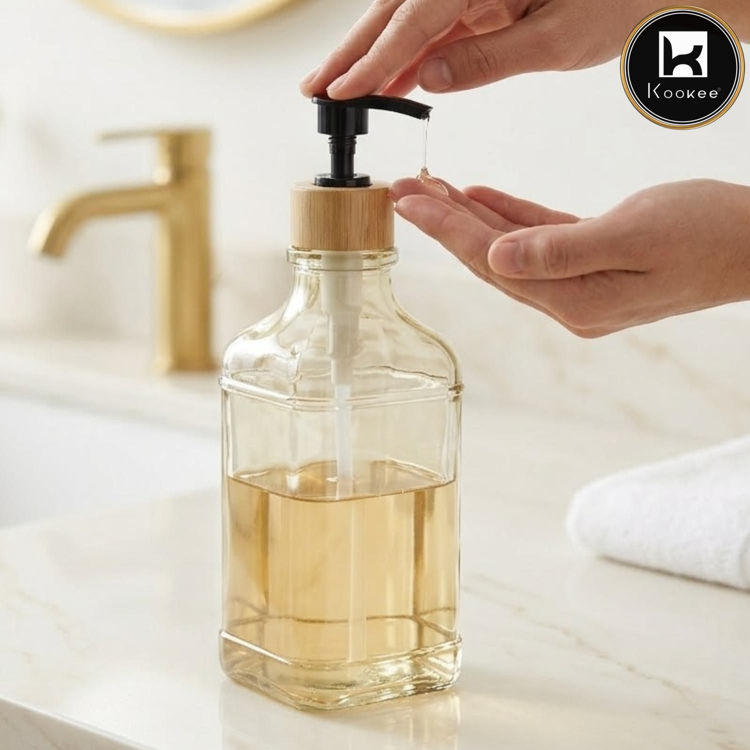 Glass Liquid Soap Dispenser for Bathroom, Set of 1